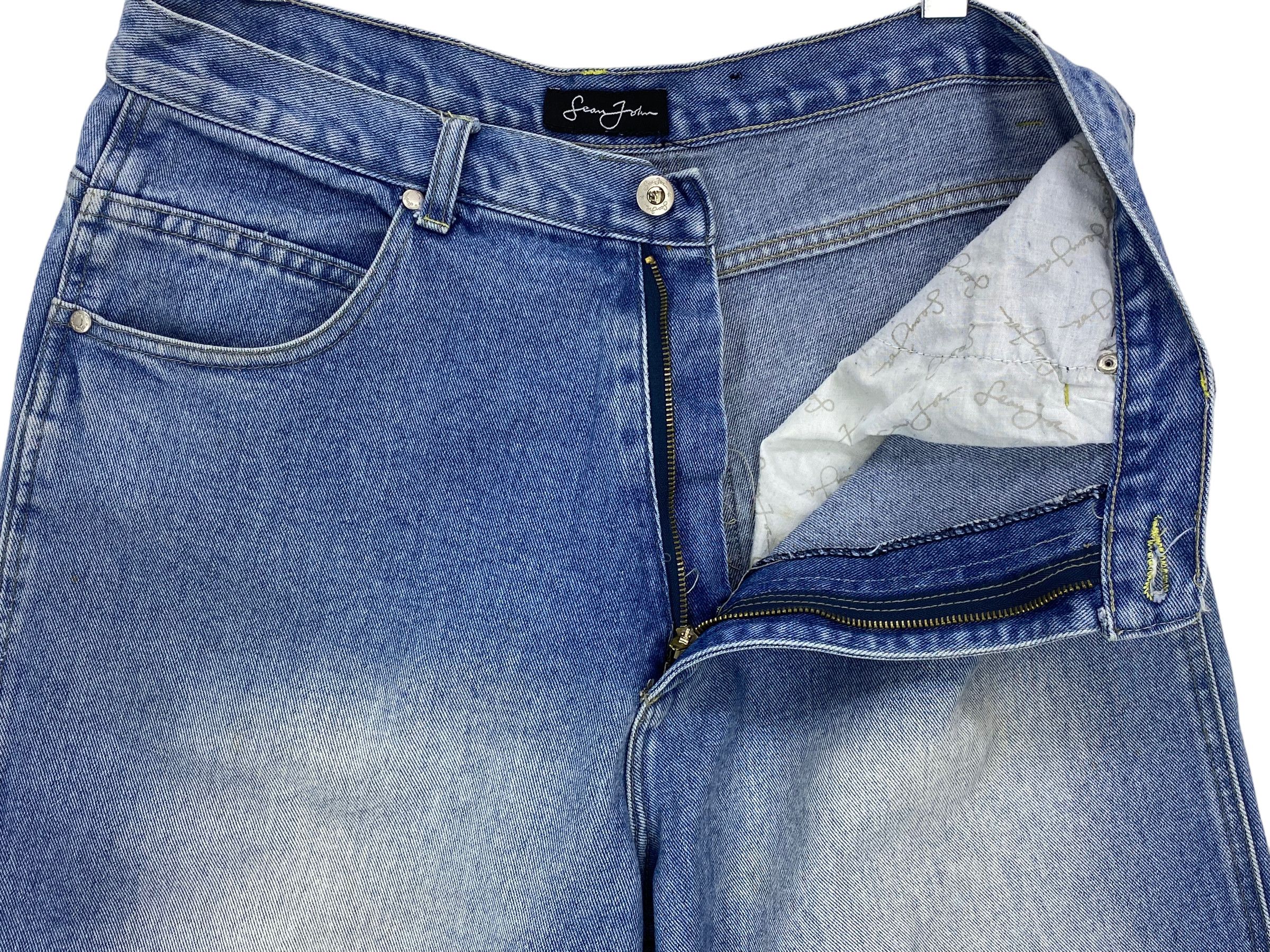 Sean John Sean John Embroided Logo Dirty Blue Denim Baggy Jeans Size US 33 - 11 Thumbnail