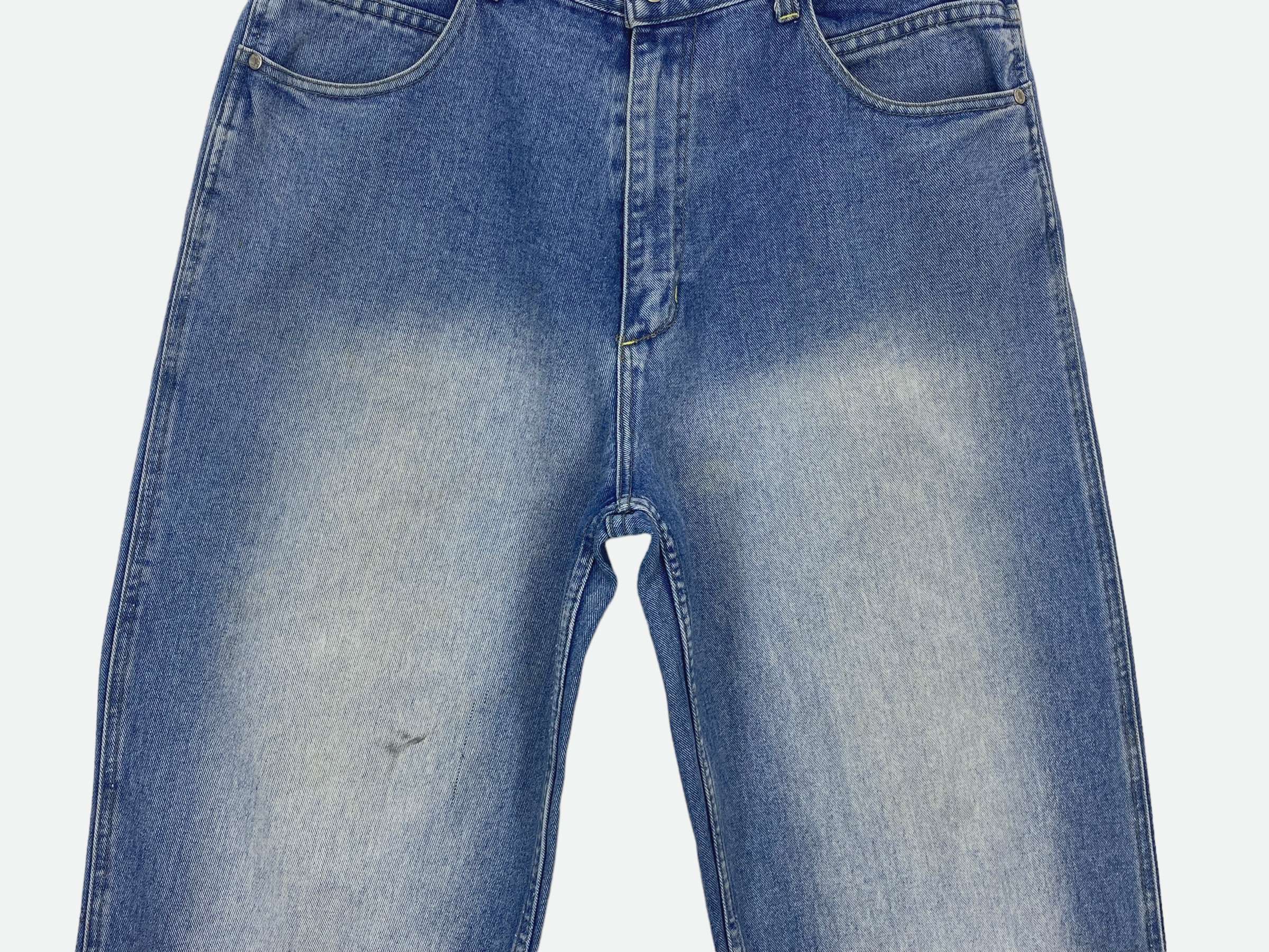 Sean John Sean John Embroided Logo Dirty Blue Denim Baggy Jeans Size US 33 - 4 Thumbnail
