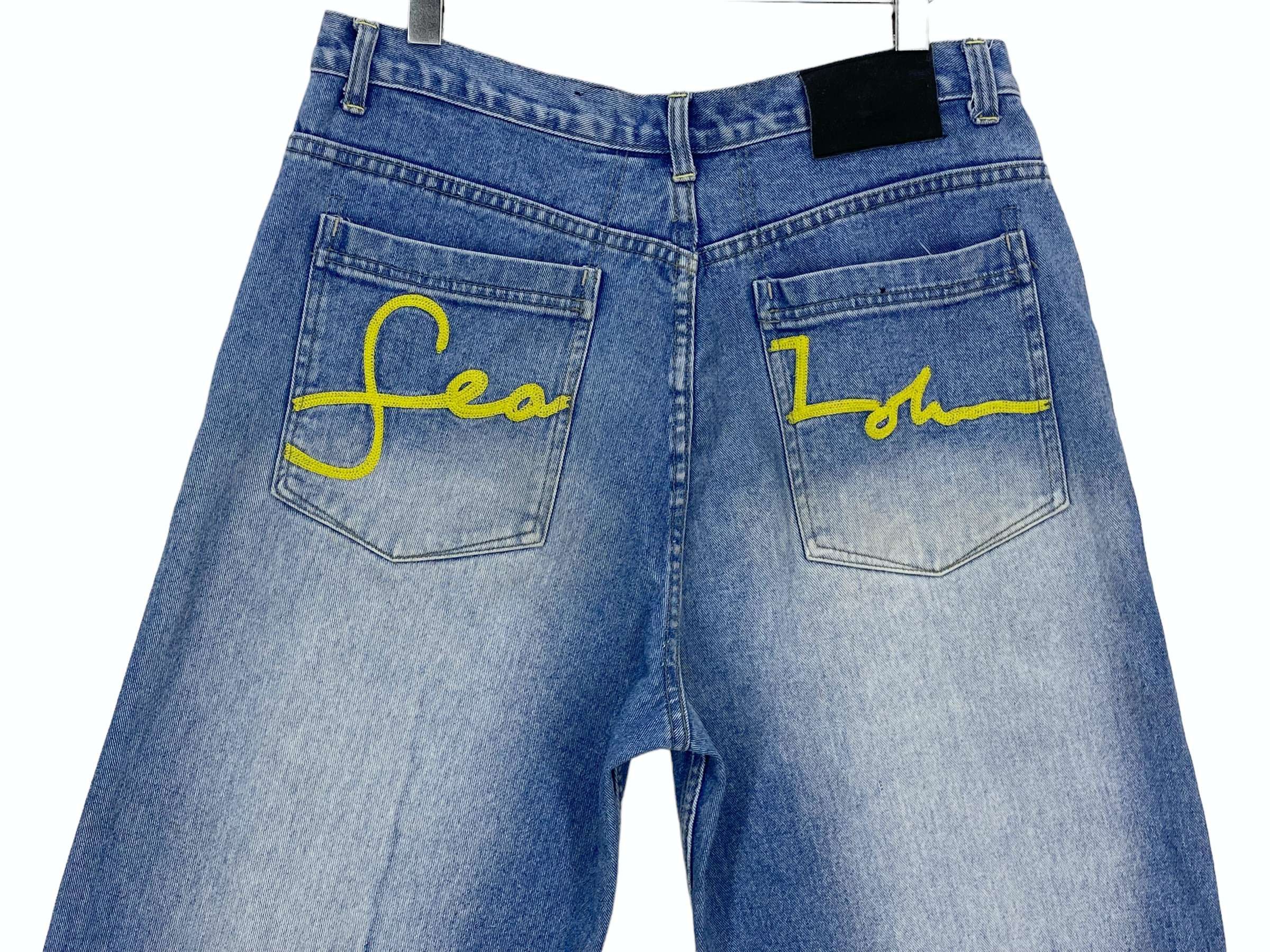 Sean John Sean John Embroided Logo Dirty Blue Denim Baggy Jeans Size US 33 - 6 Thumbnail