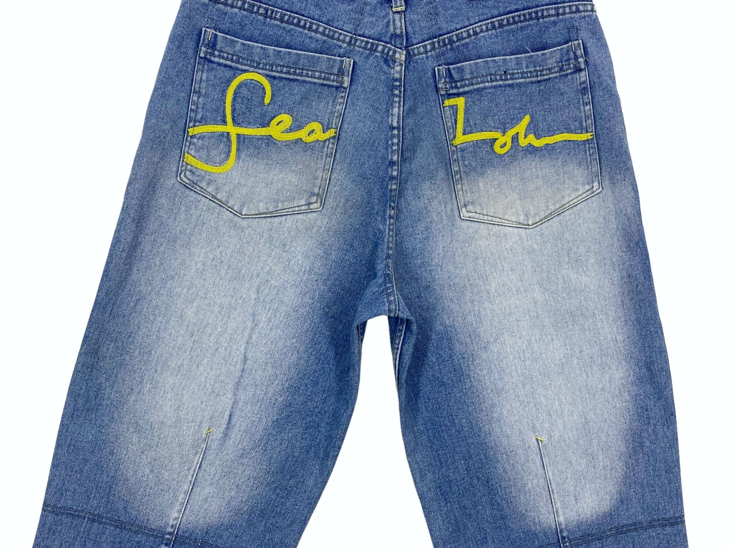 Sean John Sean John Embroided Logo Dirty Blue Denim Baggy Jeans Size US 33 - 7 Thumbnail