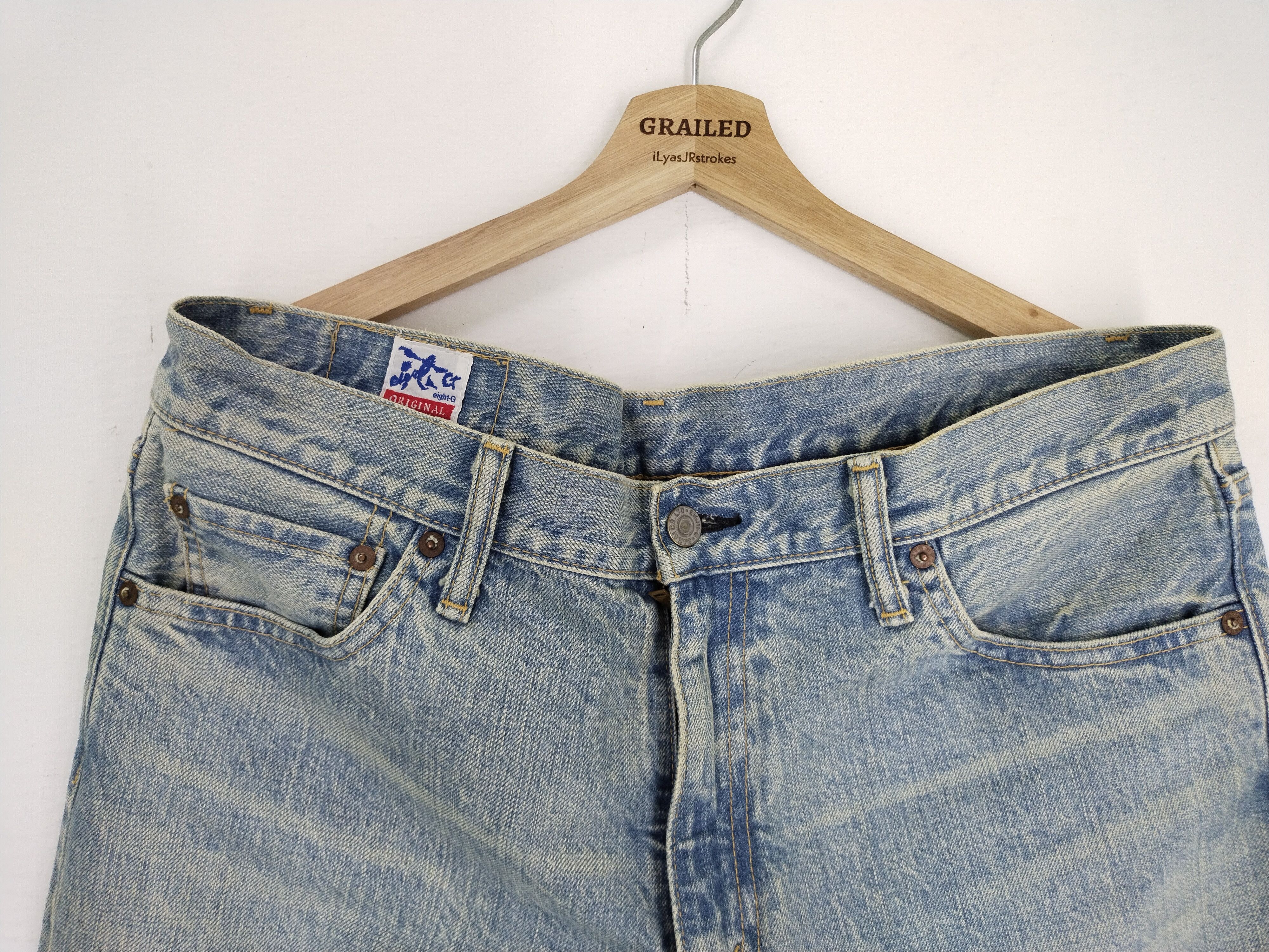 EIGHT-G × Japanese Brand × Vintage VINTAGE EIGHT G DISTRESSED DENIM RARE Size US 37 - 6 Thumbnail
