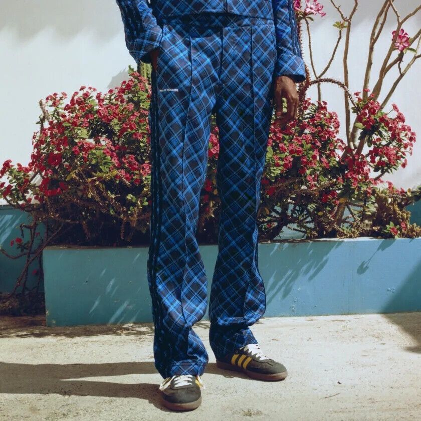 image of Adidas Tartan Pants in Blue, Men's (Size 30)