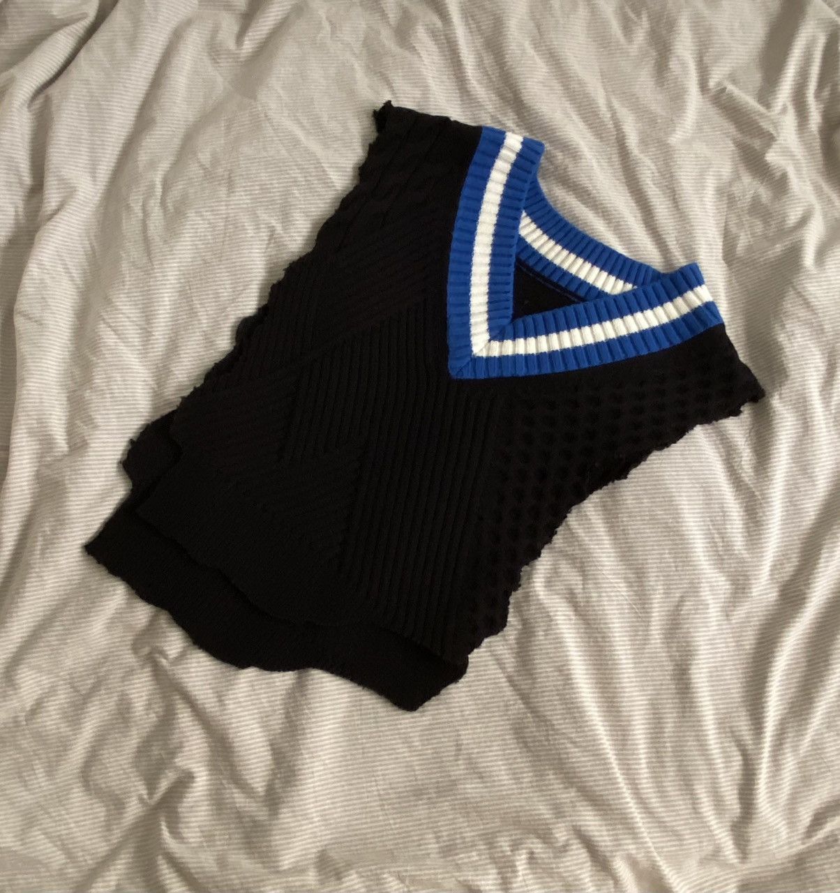 image of Ader Error Black Warning Ripped Vest, Men's (Size Medium)
