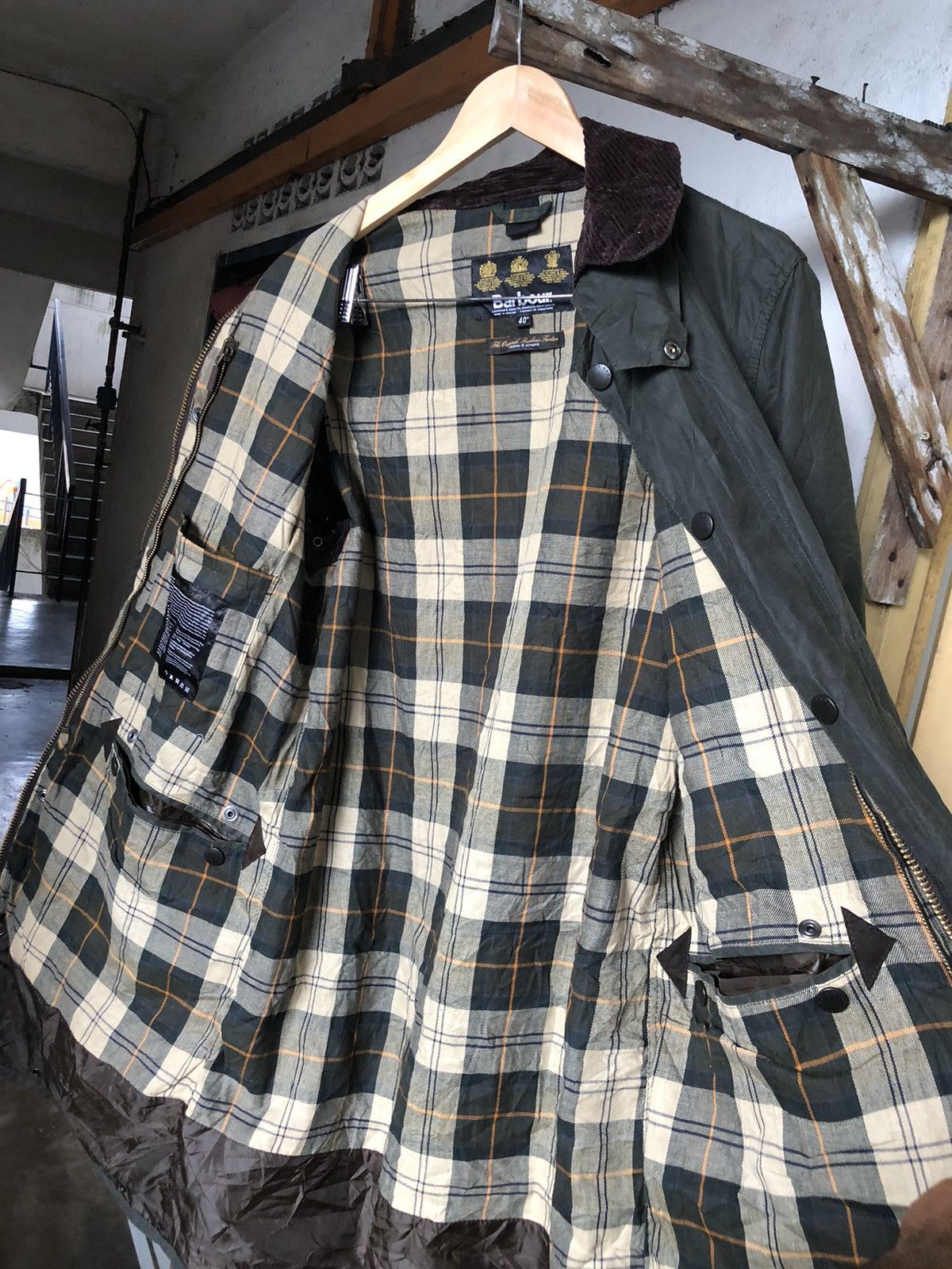 Barbour Vintage Barbour Waxed Tartan Green Parka Jacket Size US M / EU 48-50 / 2 - 21 Thumbnail