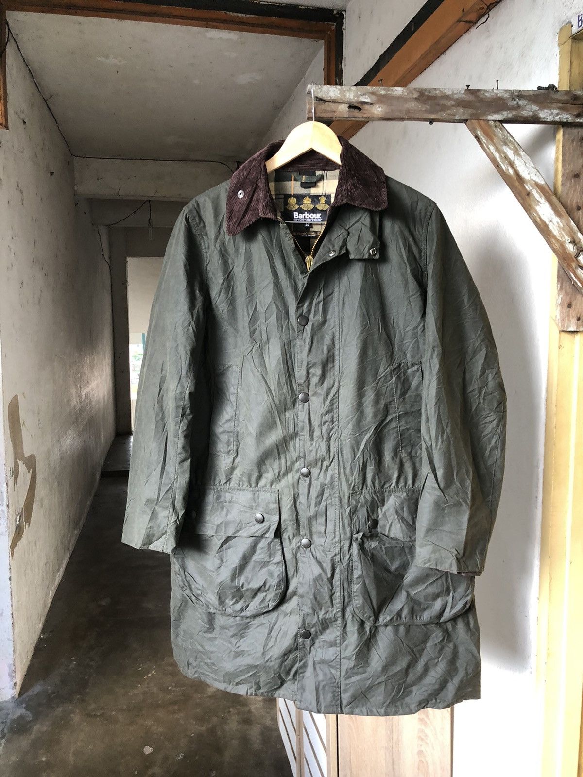 Barbour Vintage Barbour Waxed Tartan Green Parka Jacket Size US M / EU 48-50 / 2 - 6 Thumbnail