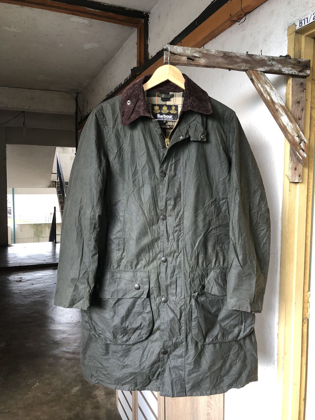 Barbour Vintage Barbour Waxed Tartan Green Parka Jacket Size US M / EU 48-50 / 2 - 5 Thumbnail