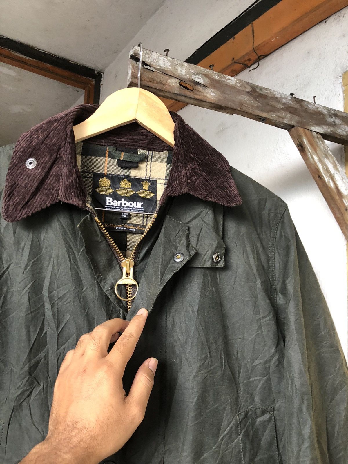 Barbour Vintage Barbour Waxed Tartan Green Parka Jacket Size US M / EU 48-50 / 2 - 7 Thumbnail
