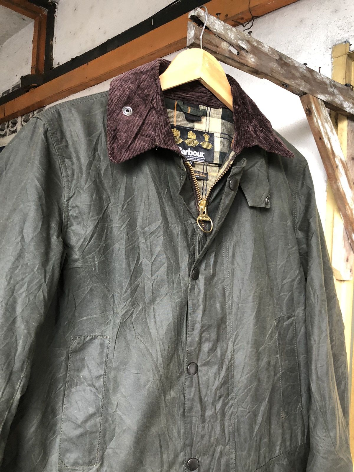 Barbour Vintage Barbour Waxed Tartan Green Parka Jacket Size US M / EU 48-50 / 2 - 11 Thumbnail
