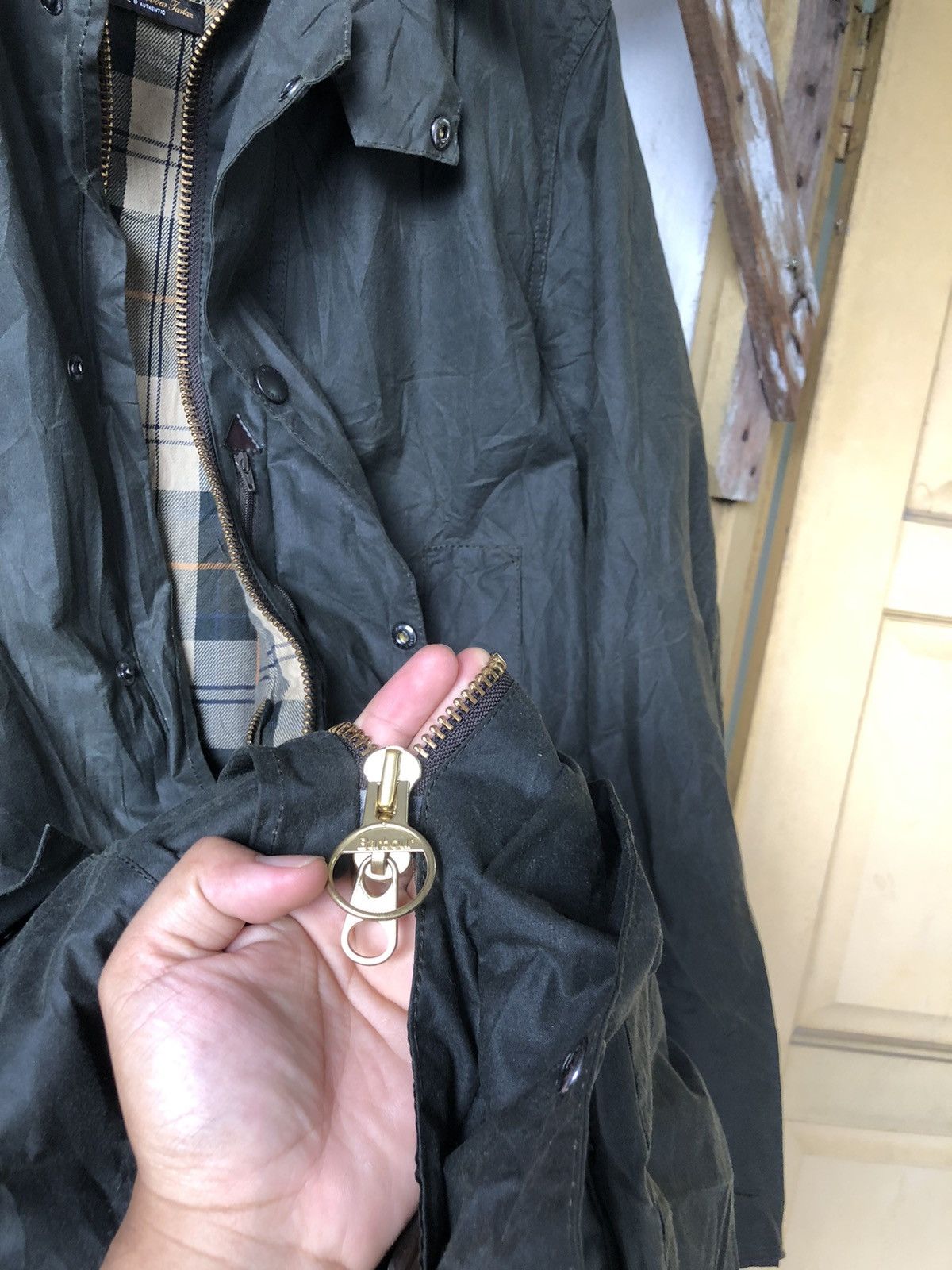 Barbour Vintage Barbour Waxed Tartan Green Parka Jacket Size US M / EU 48-50 / 2 - 17 Thumbnail