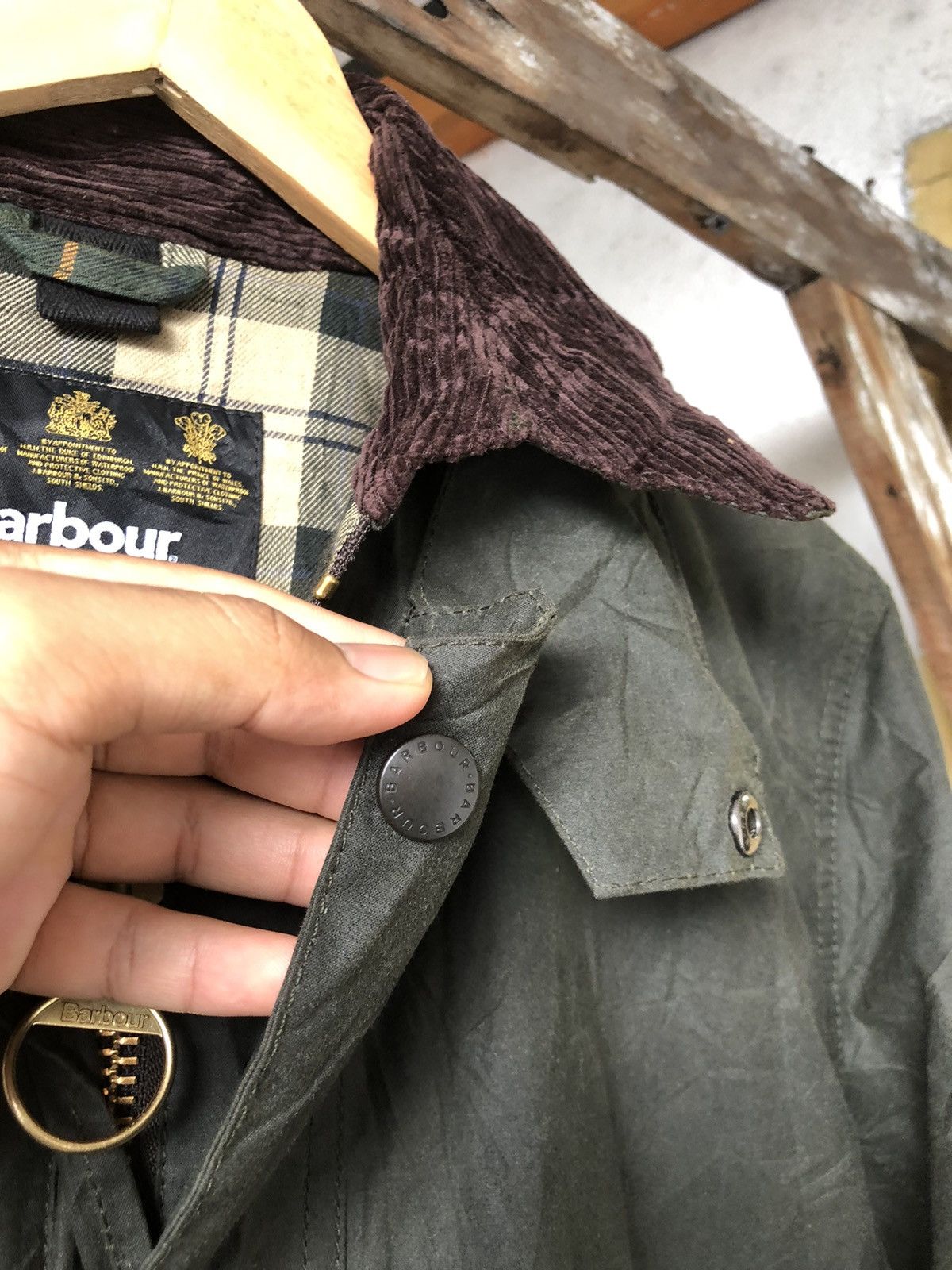 Barbour Vintage Barbour Waxed Tartan Green Parka Jacket Size US M / EU 48-50 / 2 - 10 Thumbnail