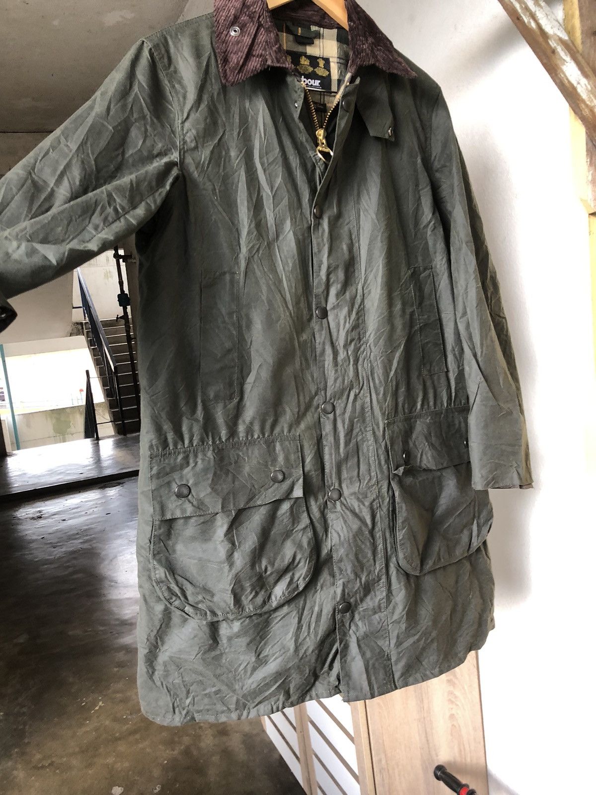 Barbour Vintage Barbour Waxed Tartan Green Parka Jacket Size US M / EU 48-50 / 2 - 13 Thumbnail