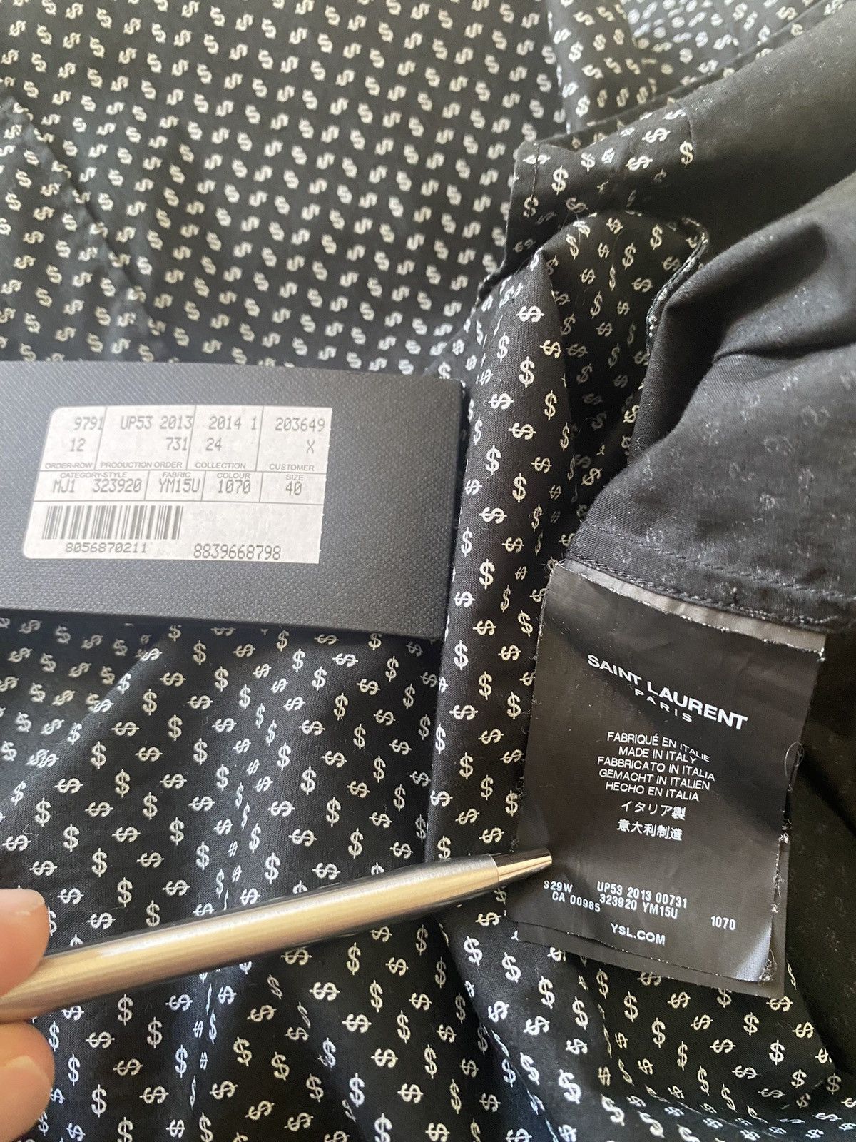 Saint Laurent Paris SS14 😍 Saint Laurent dollar sign black shirt *rare* grail Size US M / EU 48-50 / 2 - 10 Thumbnail