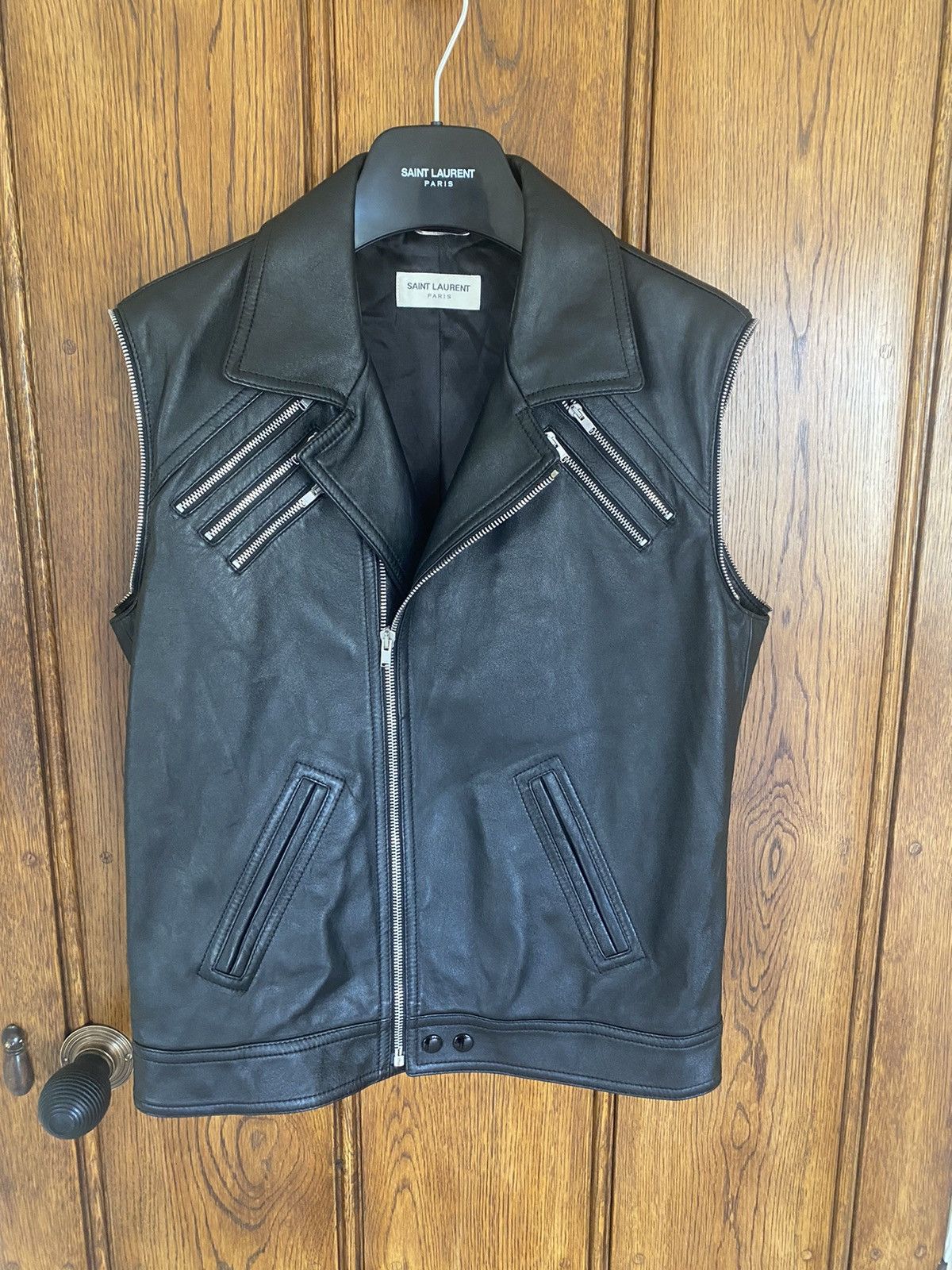 Saint Laurent Paris FW15 😍 Saint Laurent multi zip leather biker jacket vest Size US M / EU 48-50 / 2 - 4 Thumbnail