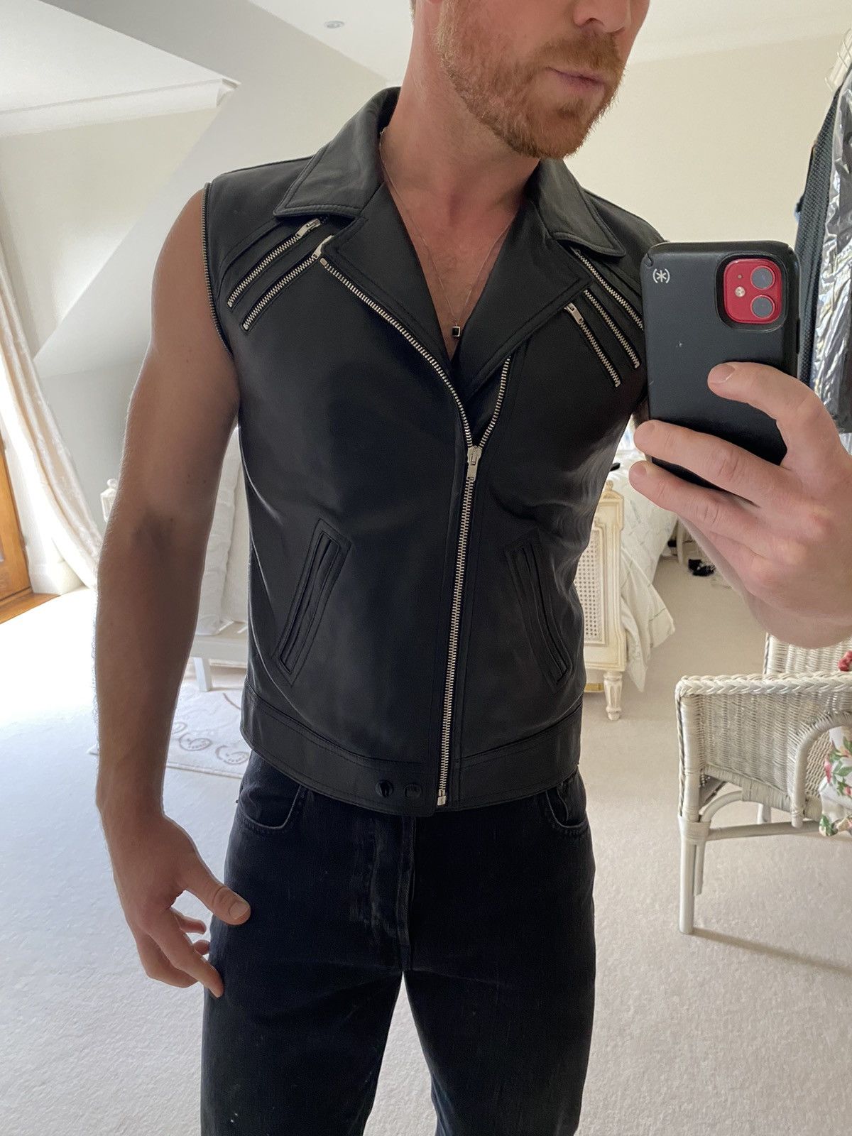 FW15 😍 Saint Laurent multi zip leather biker jacket vest