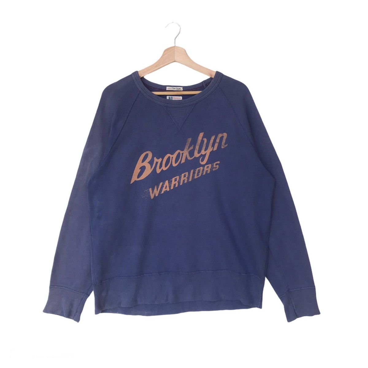 Image of Vintage Champion Running Sunfaded Brooklyn Warriors Crewneck in Blue, Men's (Size Large)