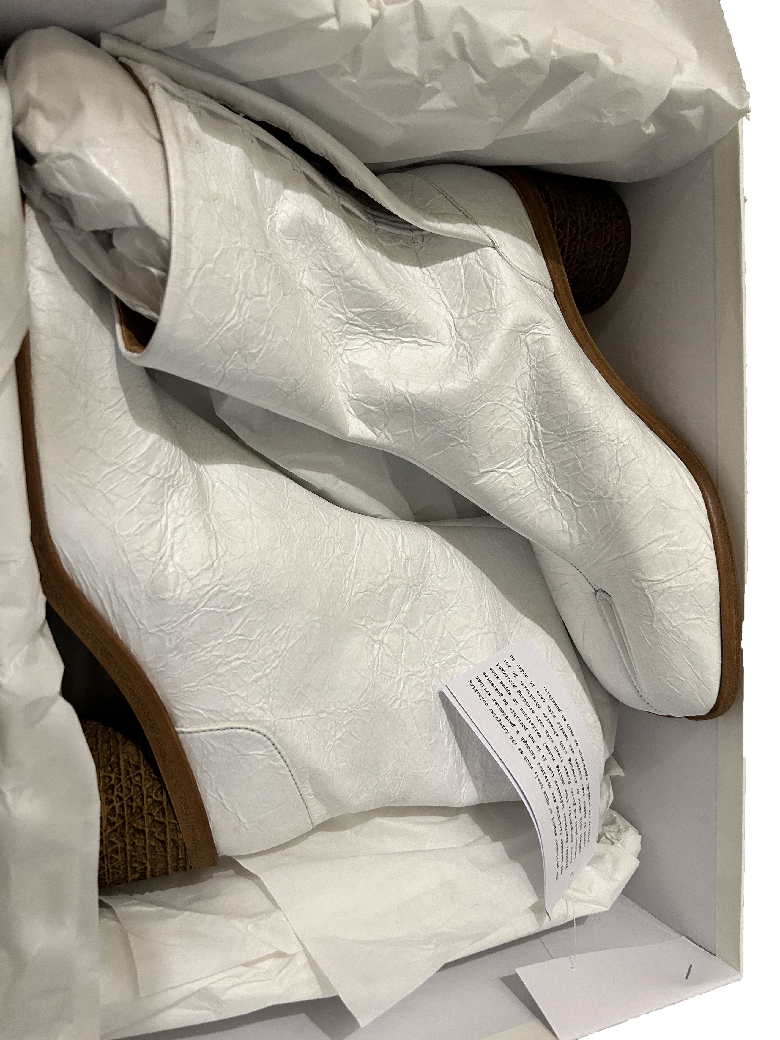 Maison Margiela Tabi Split-Toe Leather Boots White Crinkle creased Size US 9 / EU 42 - 4 Thumbnail
