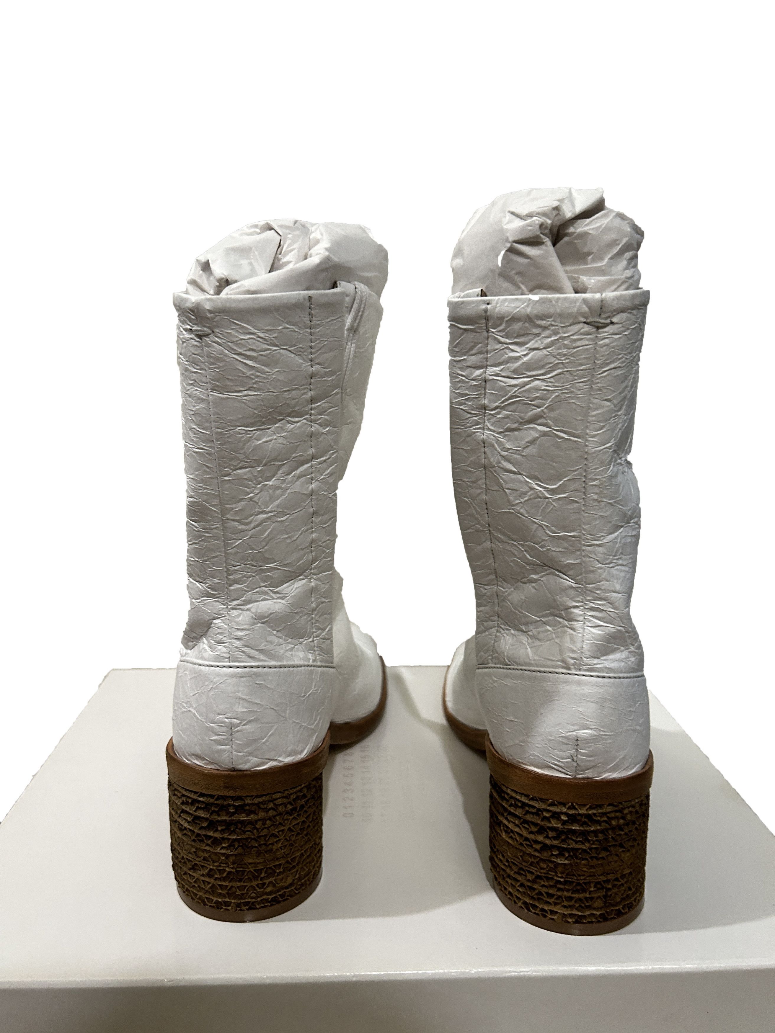 Maison Margiela Tabi Split-Toe Leather Boots White Crinkle creased Size US 9 / EU 42 - 5 Thumbnail