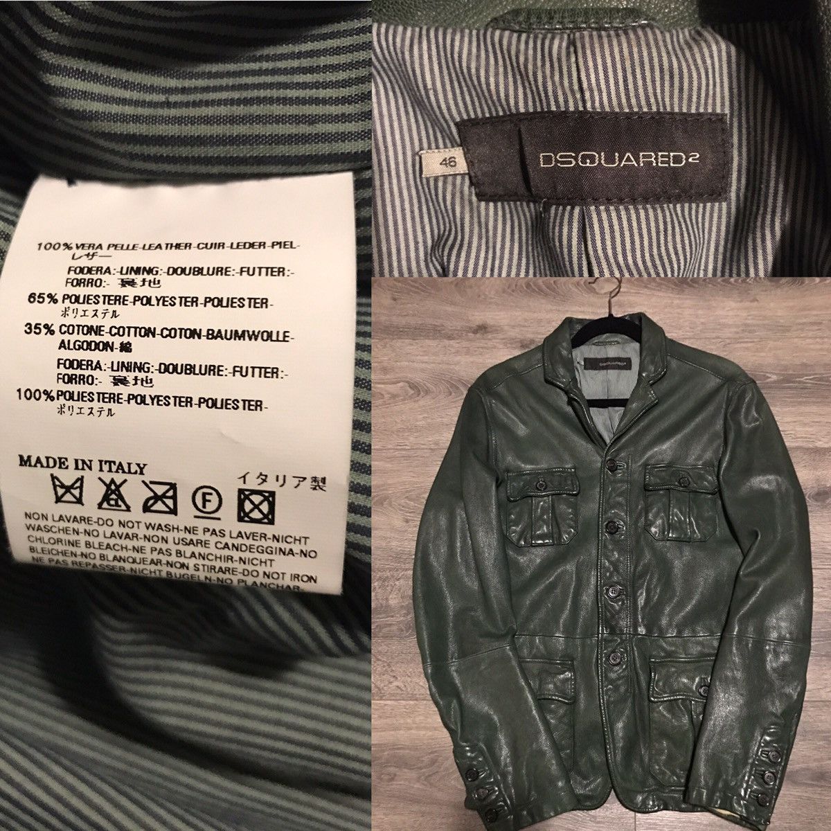 Dsquared2 × Vintage Dsquared2 Dark Green 4 Pockets Patent Leather Jacket Size US S / EU 44-46 / 1 - 2 Thumbnail