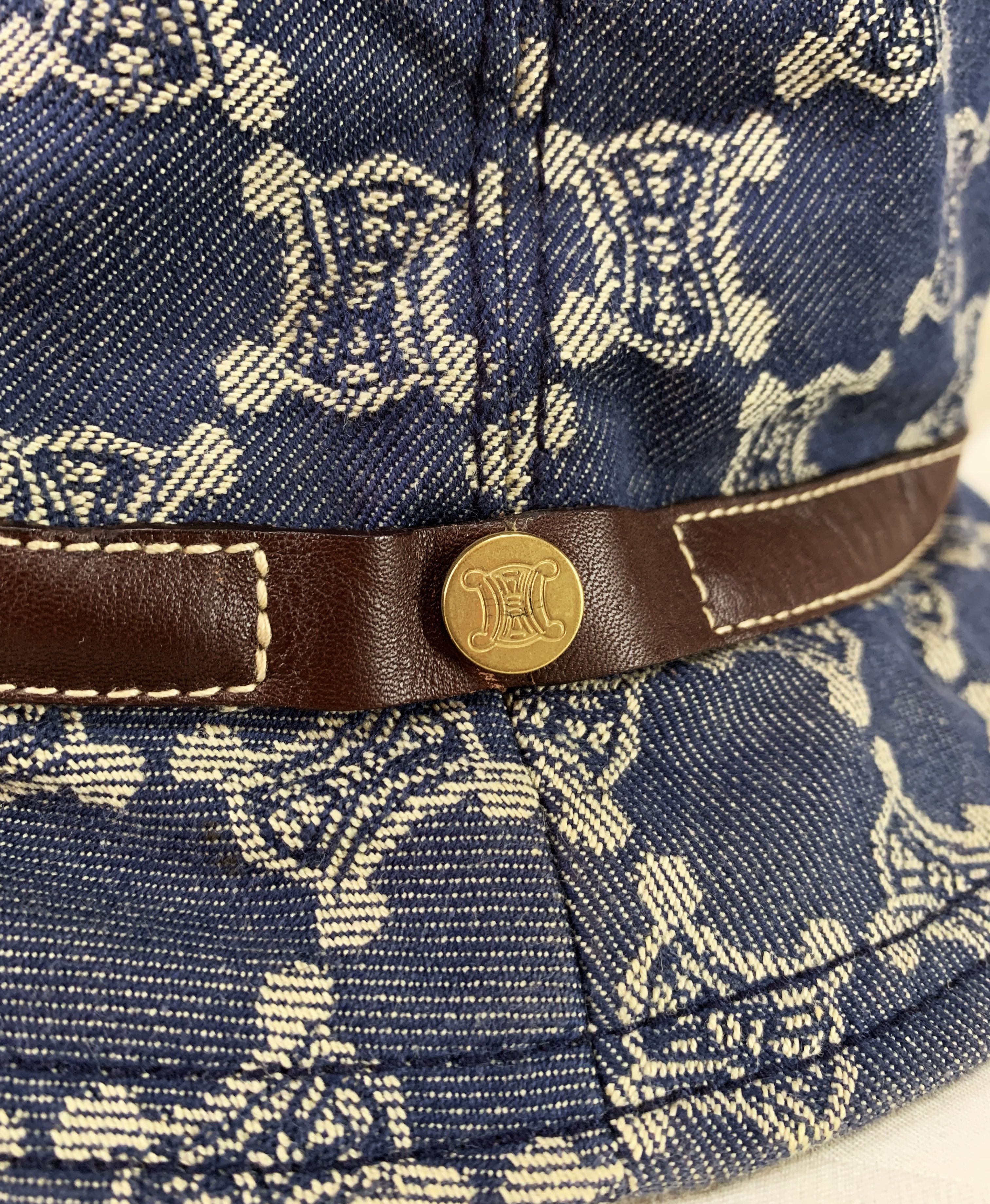 Celine × Designer Celine macadam pattern indigo canvas leather bucket hat Size ONE SIZE - 3 Thumbnail