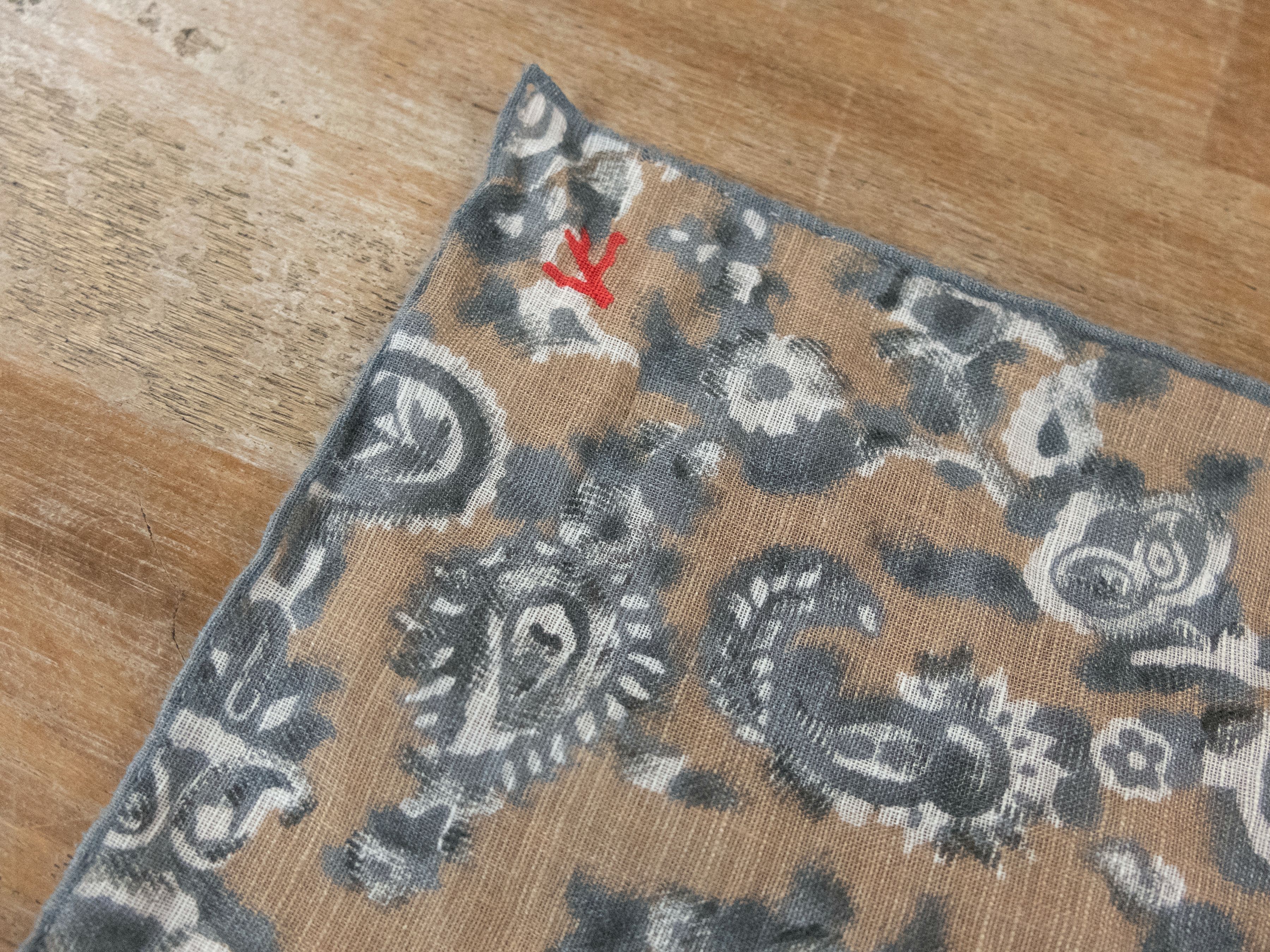 Isaia ISAIA Napoli beige gray paisley cotton linen pocket square Size ONE SIZE - 2 Thumbnail