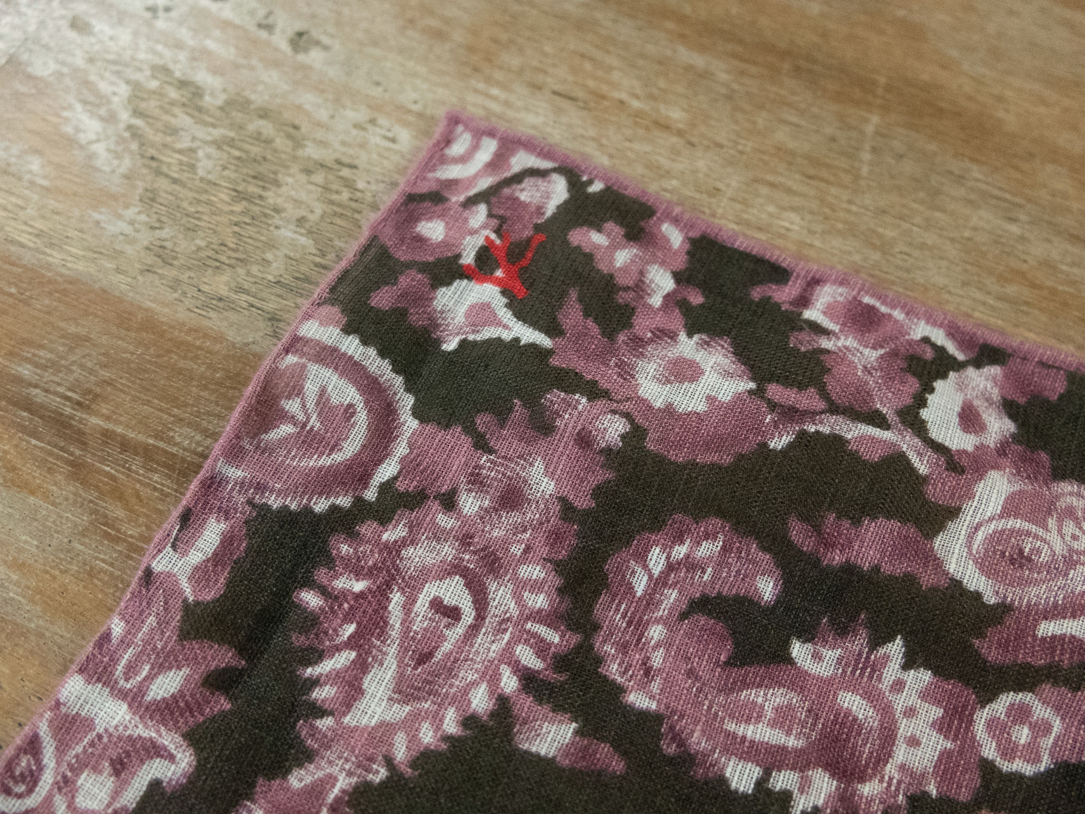Isaia ISAIA Napoli green pink paisley cotton linen pocket square Size ONE SIZE - 2 Thumbnail