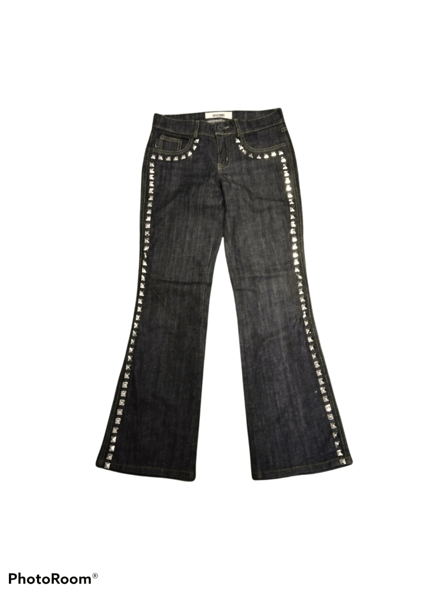 image of Grailog Flared Moschino Studded Flare Made In Italy in Blue Black, Men's (Size 28)