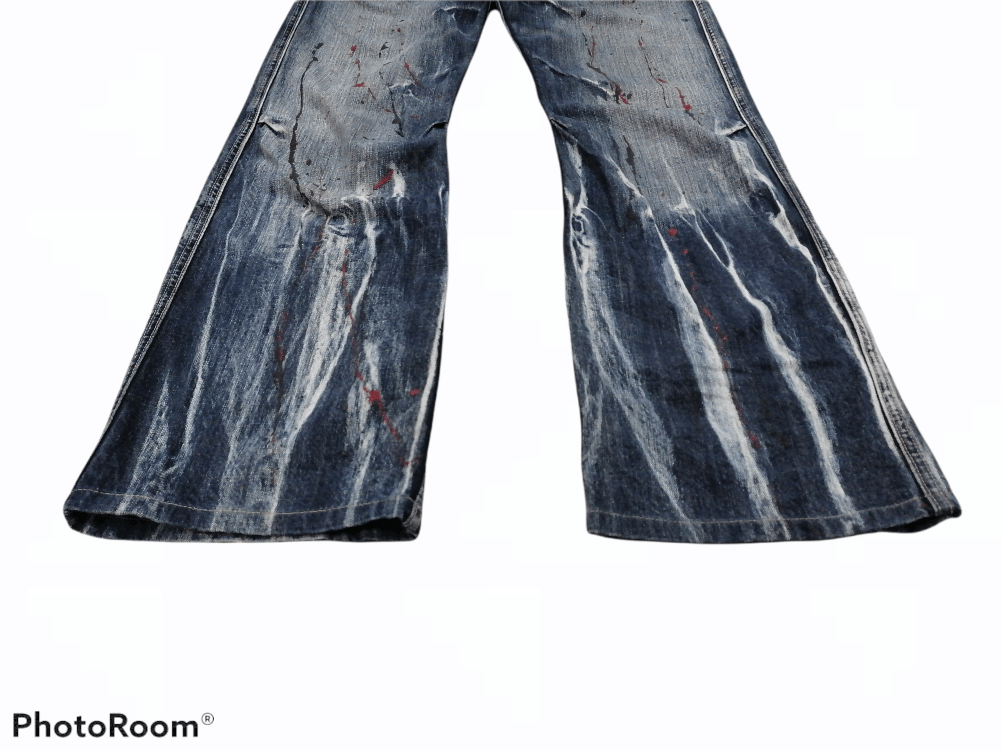 Japanese Brand SICK🔥Root Three Splattered Distressed Denim Pants Size US 29 - 4 Thumbnail
