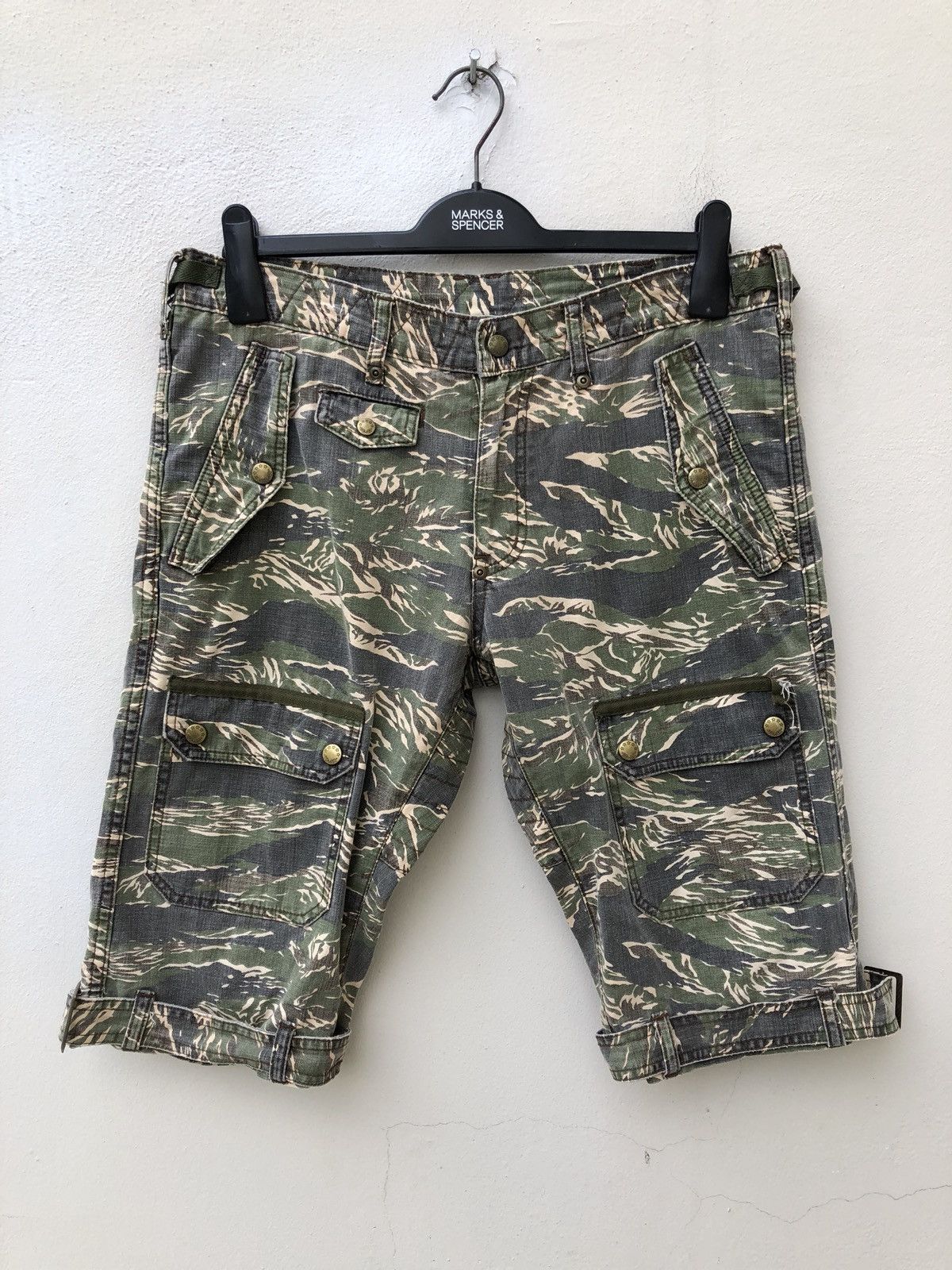 Vintage Vintage Men’s Bigi Tiger Stripes Camo Parachute Cargo Short Size US 31 - 6 Thumbnail