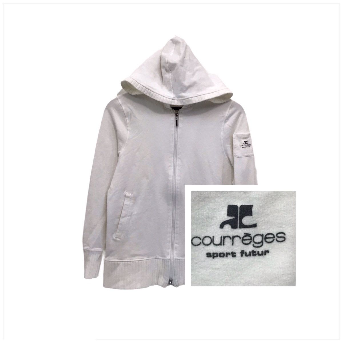 Image of Courreges Sport Hoodie Sweatshirt Courreges in White, Women's (Size XS)