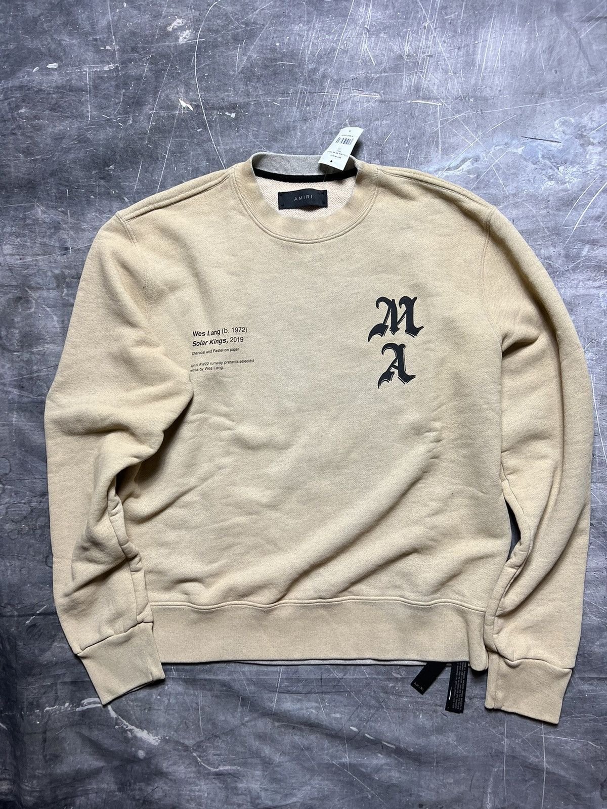 image of Amiri Wes Lang Reaper Crewneck in Sand, Men's (Size Small)