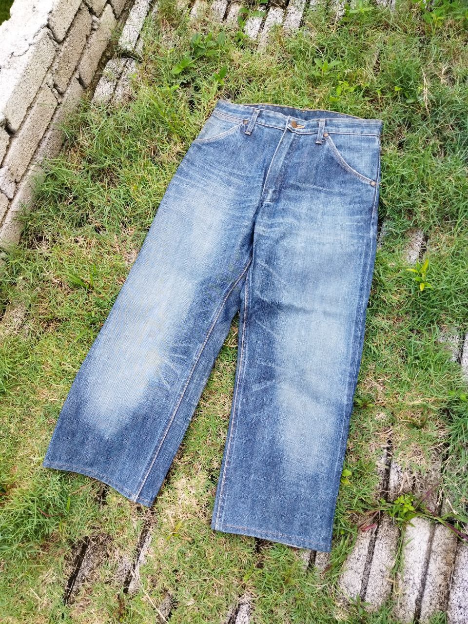 image of Very Vintage Wrangler Blue Bell Sanforized Reworked Jeans in Blue Distressed, Men's (Size 32)