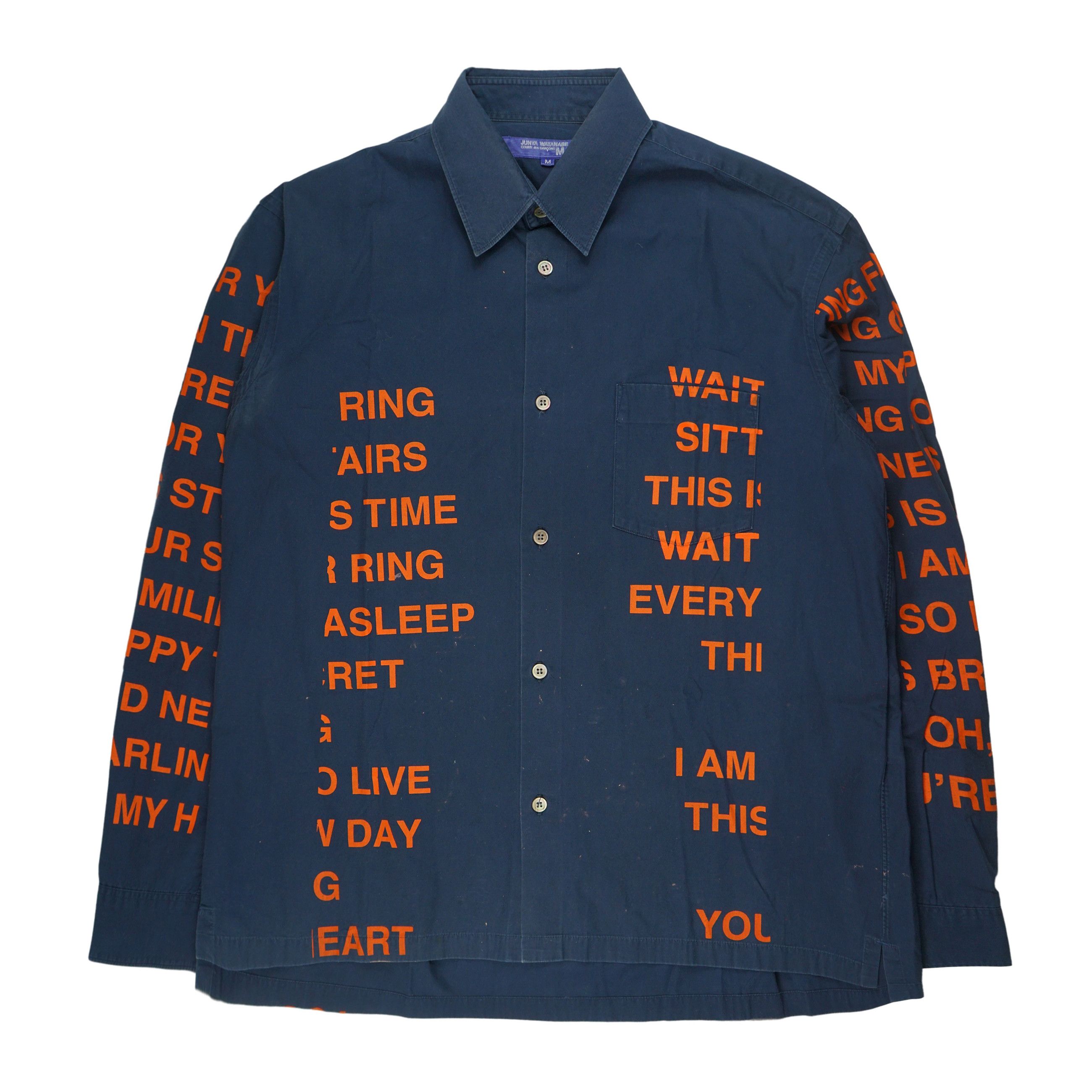image of Junya Watanabe Ad2001 Poem Shirt in Navy, Men's (Size Medium)