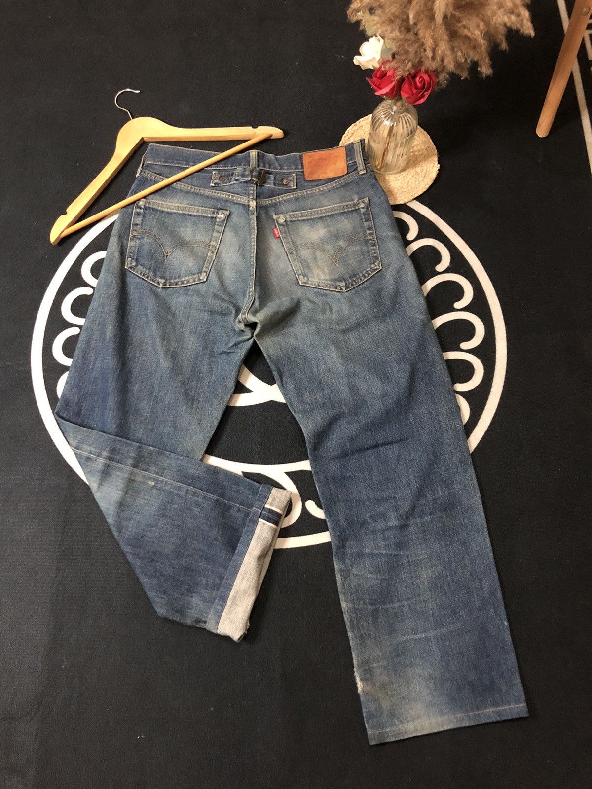 image of Distressed Denim x Levis Vintage 1994 Levis Big E 702 Distressed Selvedge Denim in Blue (Size 31)