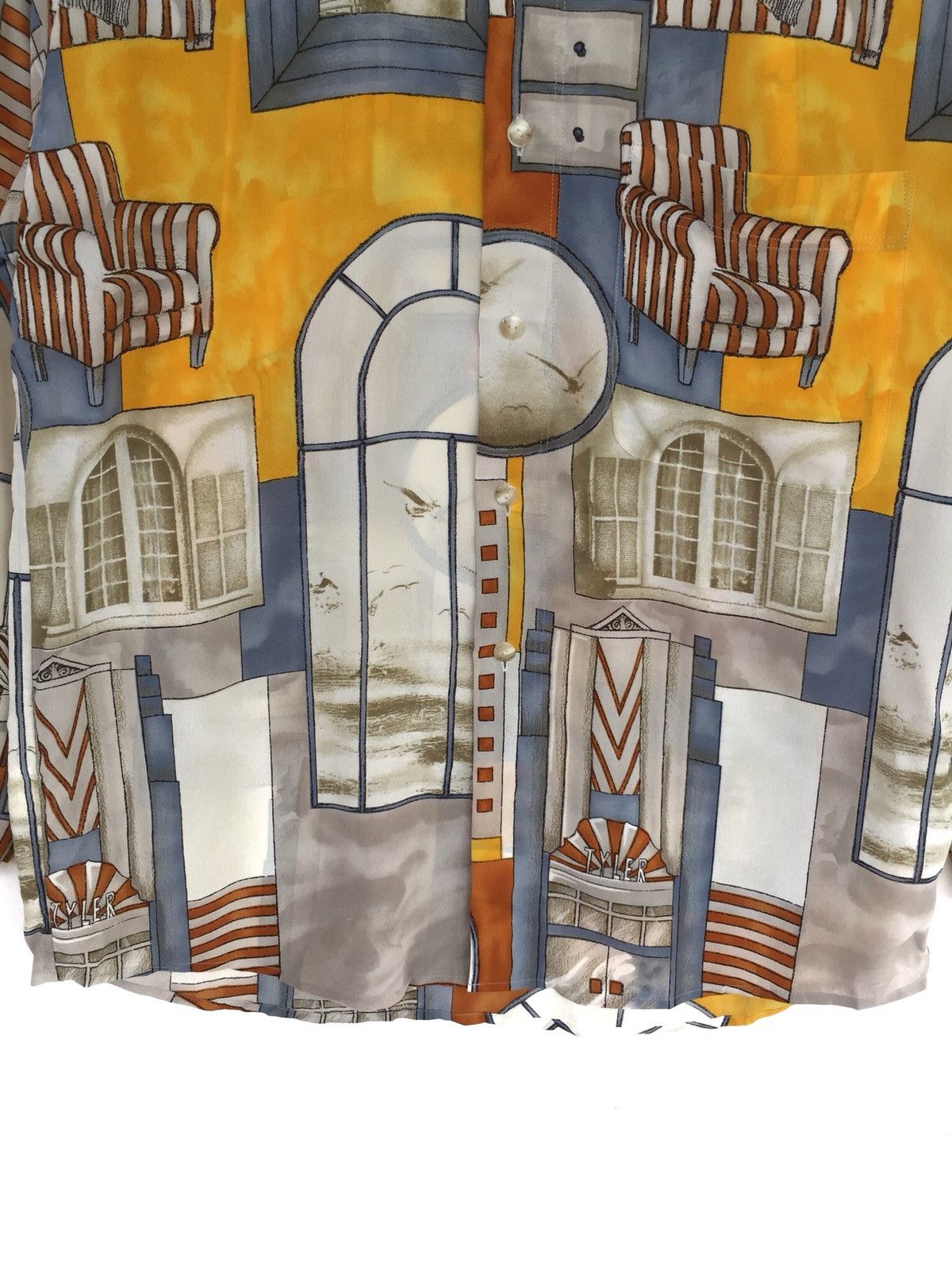 Yoshiyuki Konishi Angelo Overprinted Home Panoramas Polyester Button Up Shirt Size US L / EU 52-54 / 3 - 4 Thumbnail