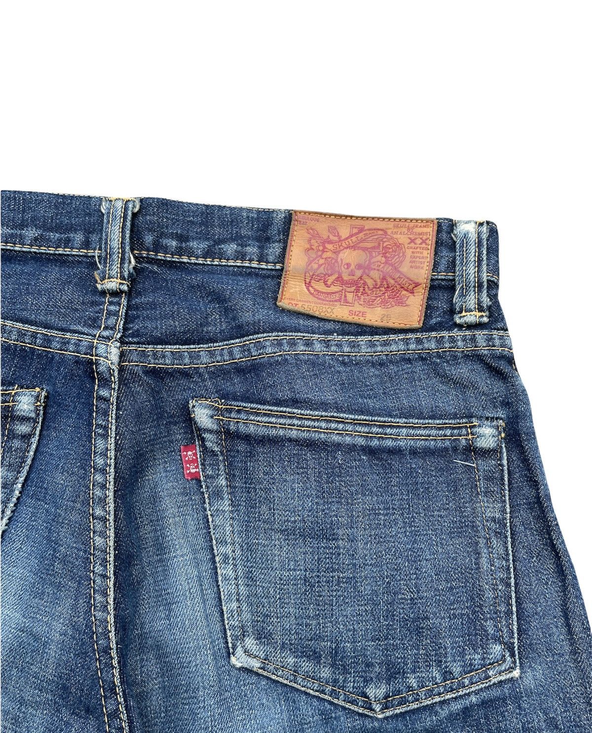 Japanese Brand Skull Jeans by Analchemist Vintage Aging Distressed Denim Size US 31 - 12 Thumbnail