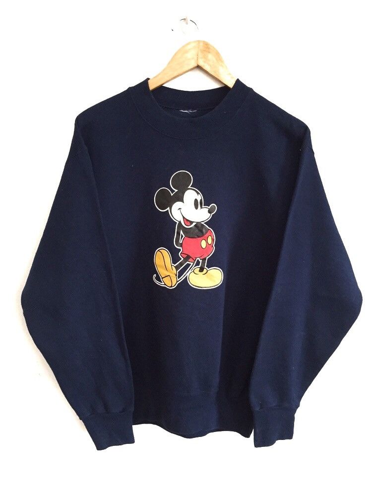 Vintage 80s Disney Mickey Big Printed Navy Blue Jumper Size US M / EU 48-50 / 2 - 1 Thumbnail