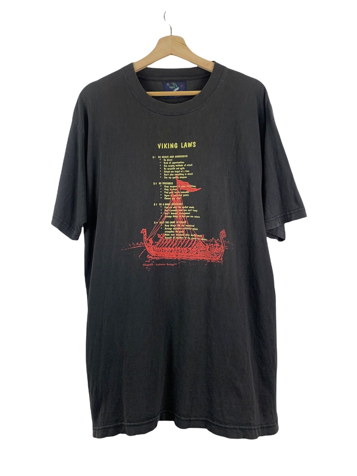 image of Heritage Vintage Viking Laws Trucker Black T-Shirt, Men's (Size Large)