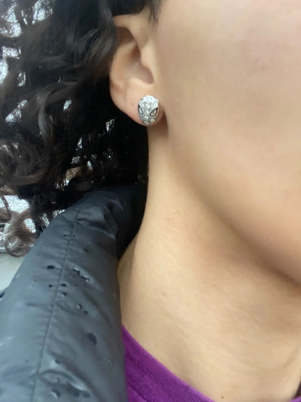 Other SpiderMan Mask Pave Stud Earrings Hoop Earring Size ONE SIZE - 3 Thumbnail