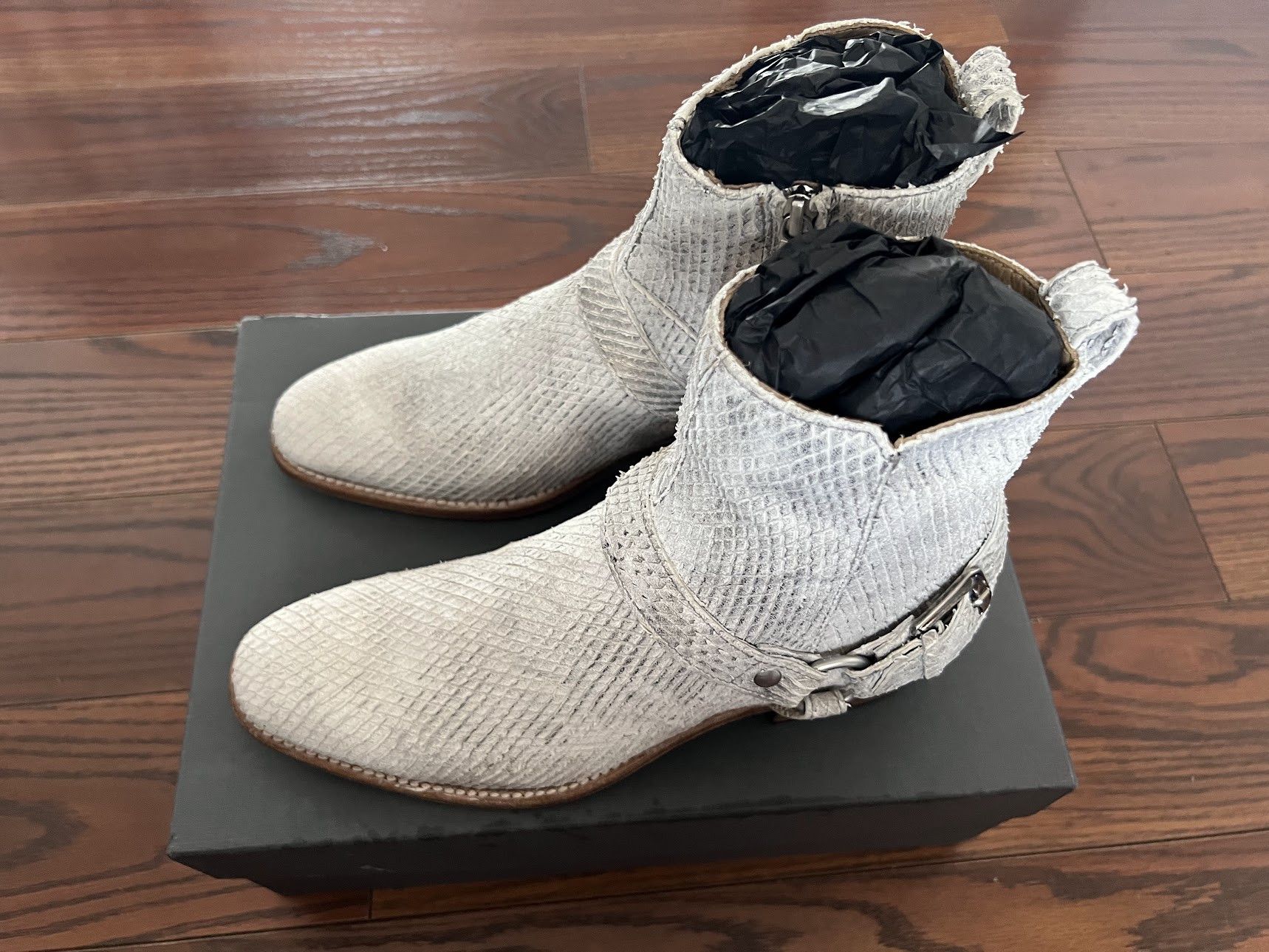 image of John Varvatos Ludlow Harness Boots in Charcoal/Turtle/Dove Grey Mist, Men's (Size 8)