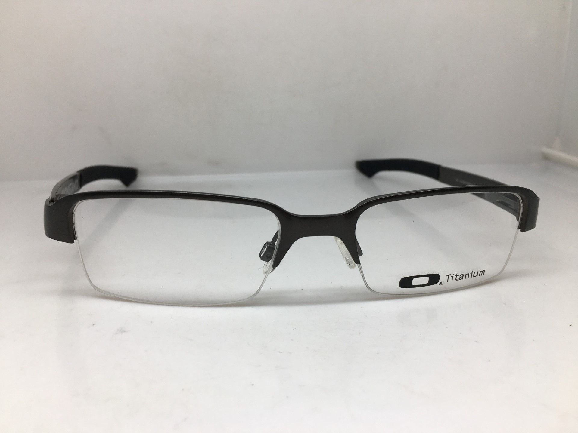 image of Mod Iconic Oakley Boomstand Titanium Eyeglasses in Pewter Anodized, Men's