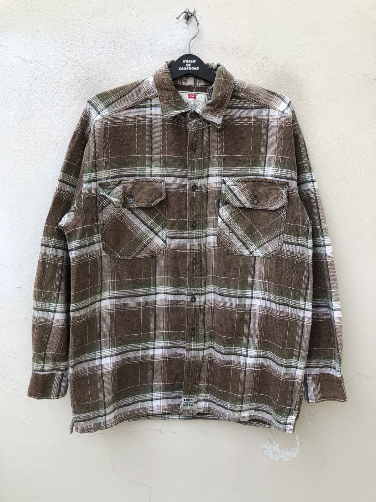 Levi's Vintage 90s Levi’s Plaid Oversized Thick Flannel Shirt Size US L / EU 52-54 / 3 - 3 Thumbnail