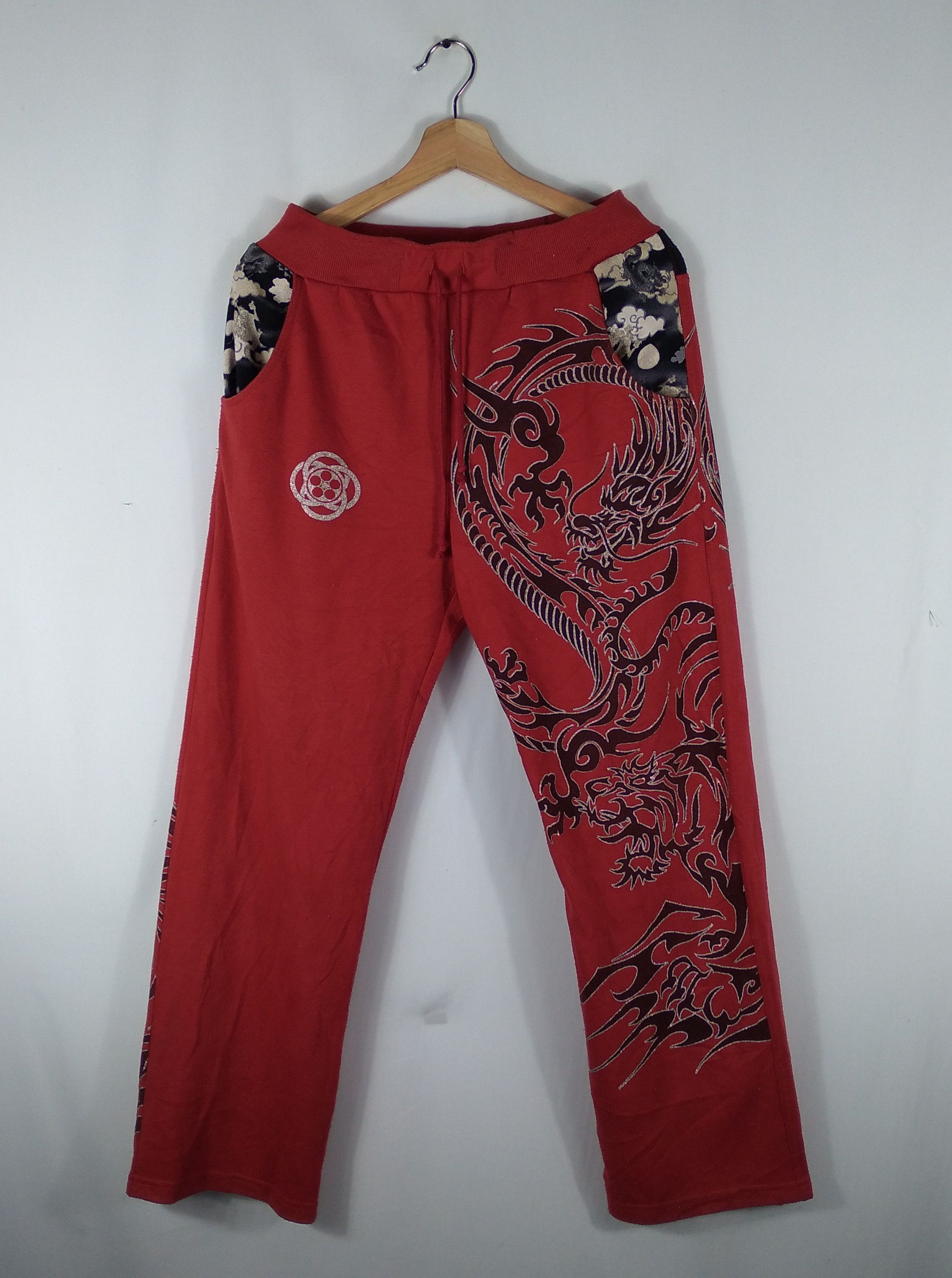 Japanese Brand × Vintage Vintage Sukajan Over Print Art Of Dragon Jogger Sweat Pants Size US 30 / EU 46 - 2 Thumbnail
