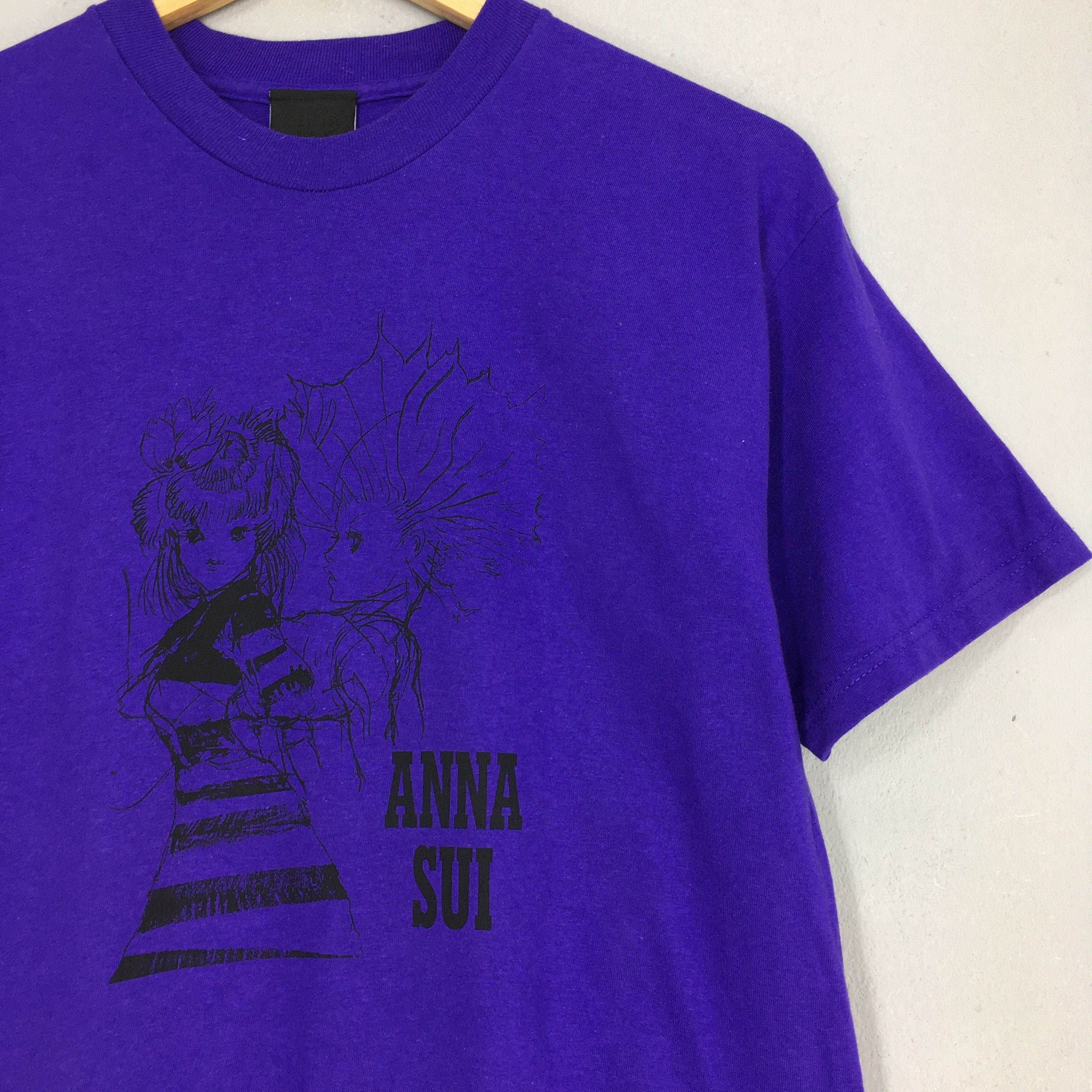 Anna Sui × Designer × Vintage Vintage 90's Anna Sui Blue Tshirt Women Small Size S / US 4 / IT 40 - 2 Thumbnail