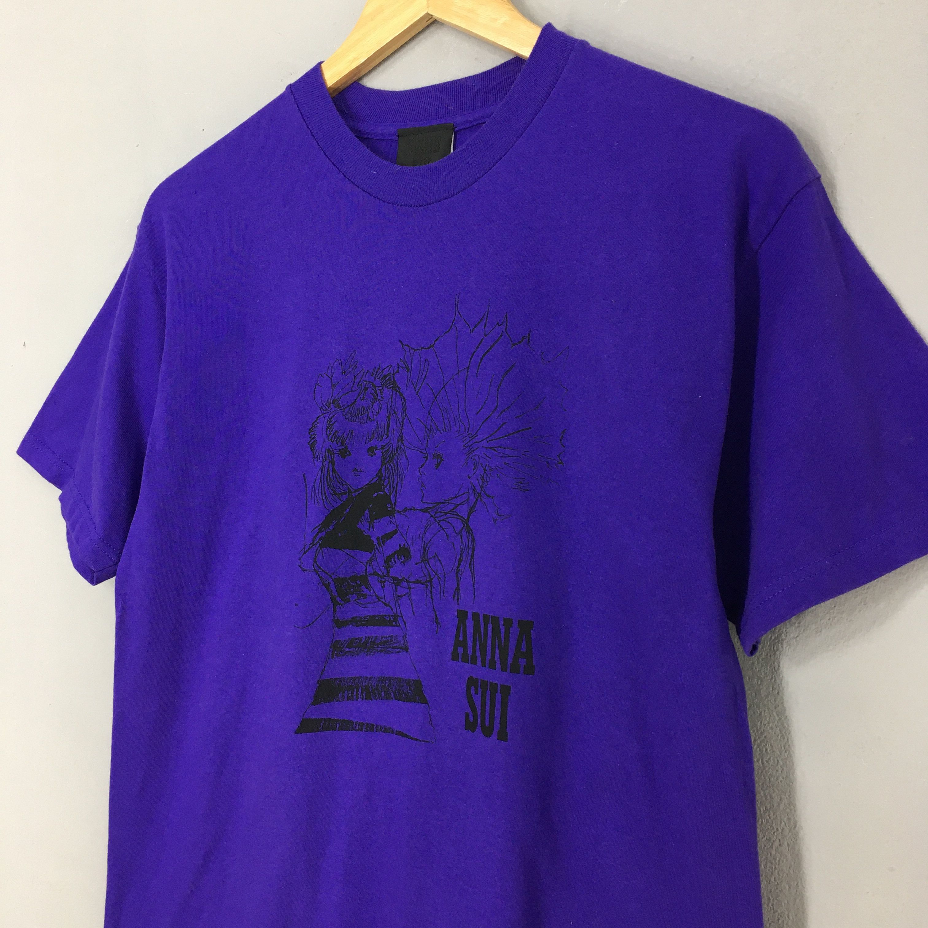 Anna Sui × Designer × Vintage Vintage 90's Anna Sui Blue Tshirt Women Small Size S / US 4 / IT 40 - 3 Thumbnail