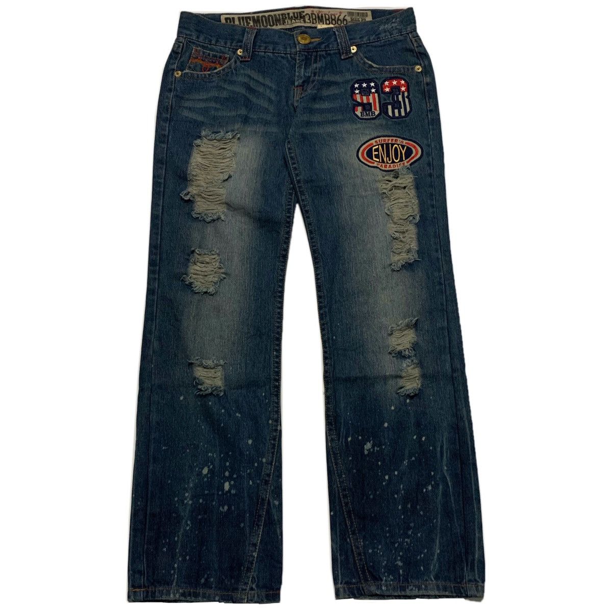 Japanese Brand Blue Moon Blue Distressed Jeans Size US 34 / EU 50 - 2 Thumbnail