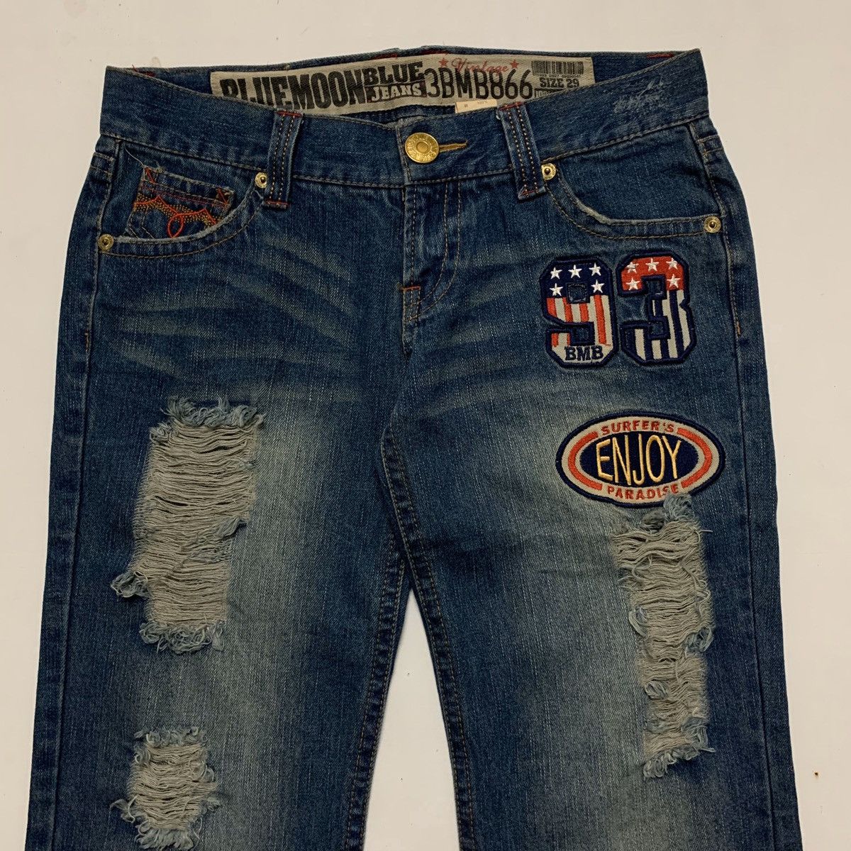 Japanese Brand Blue Moon Blue Distressed Jeans Size US 34 / EU 50 - 6 Thumbnail