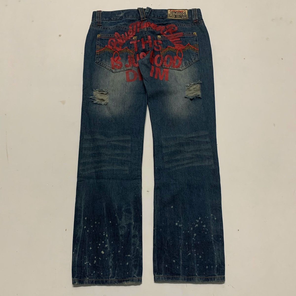 Japanese Brand Blue Moon Blue Distressed Jeans Size US 34 / EU 50 - 4 Thumbnail