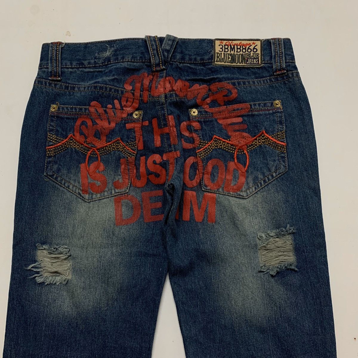 Japanese Brand Blue Moon Blue Distressed Jeans Size US 34 / EU 50 - 13 Thumbnail