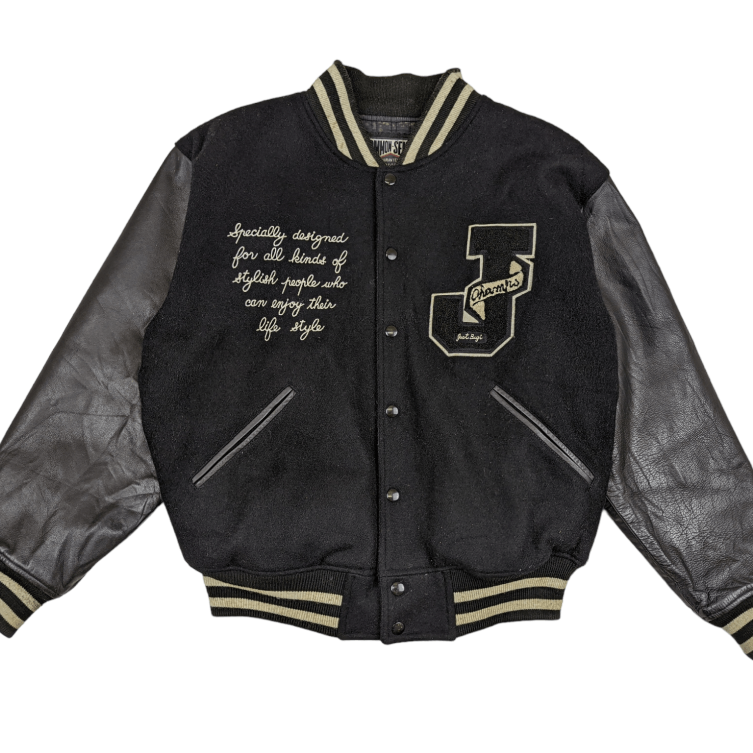 BIGI COMMON SENSE Just Bigi Letterman Varsity Leather Jacket Size US M / EU 48-50 / 2 - 2 Thumbnail