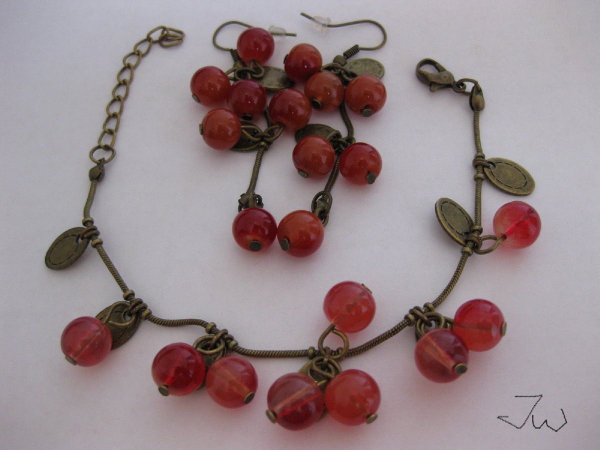Handmade Red Sweet Cherry Jewelry Set Size ONE SIZE - 2 Thumbnail